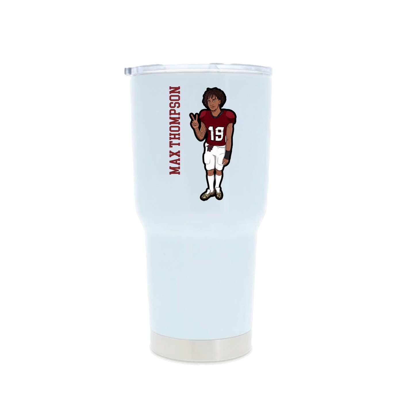 30oz Stainless Steel Tumbler — Name Vertical in White