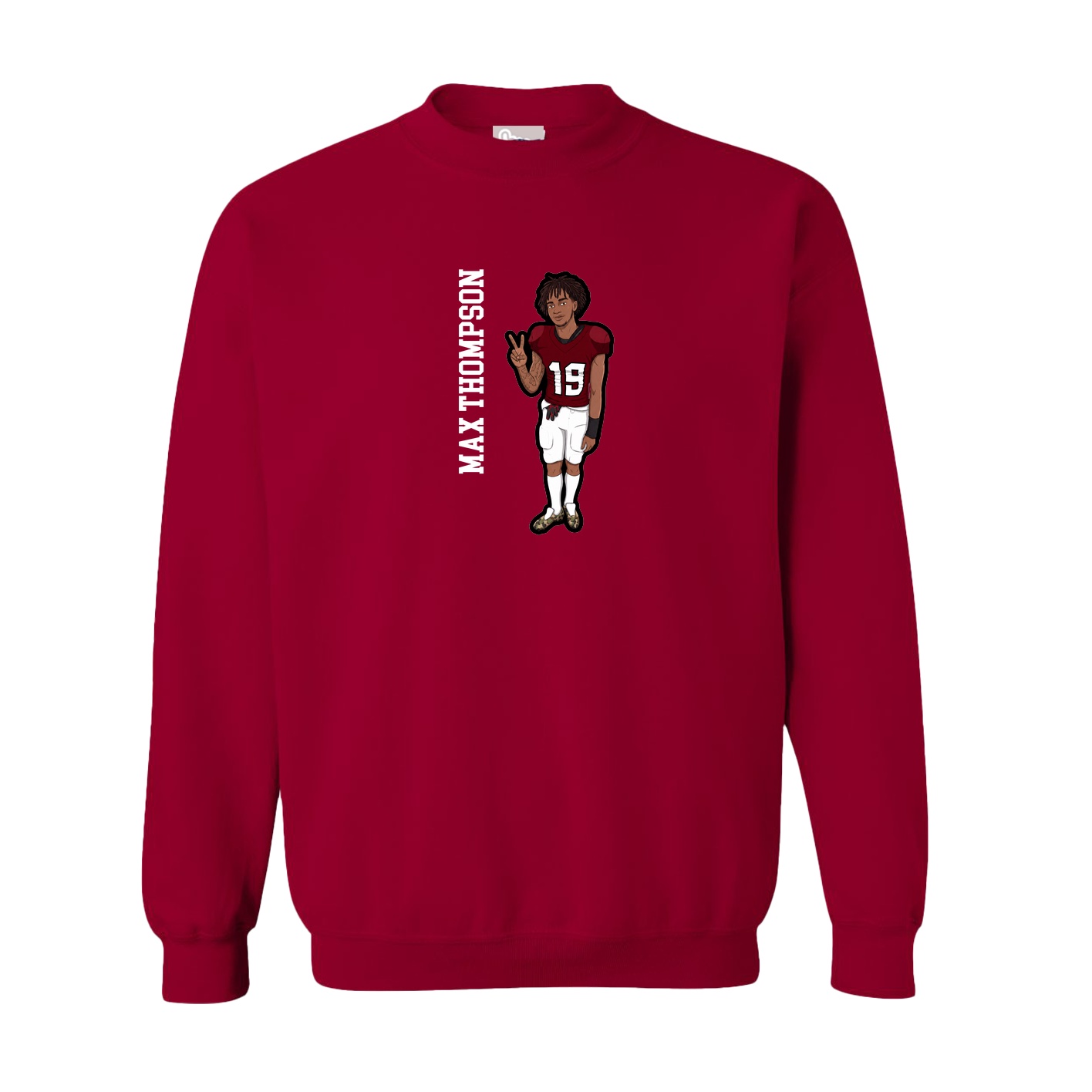 Fleece Crew — Name Vertical in Cardinal