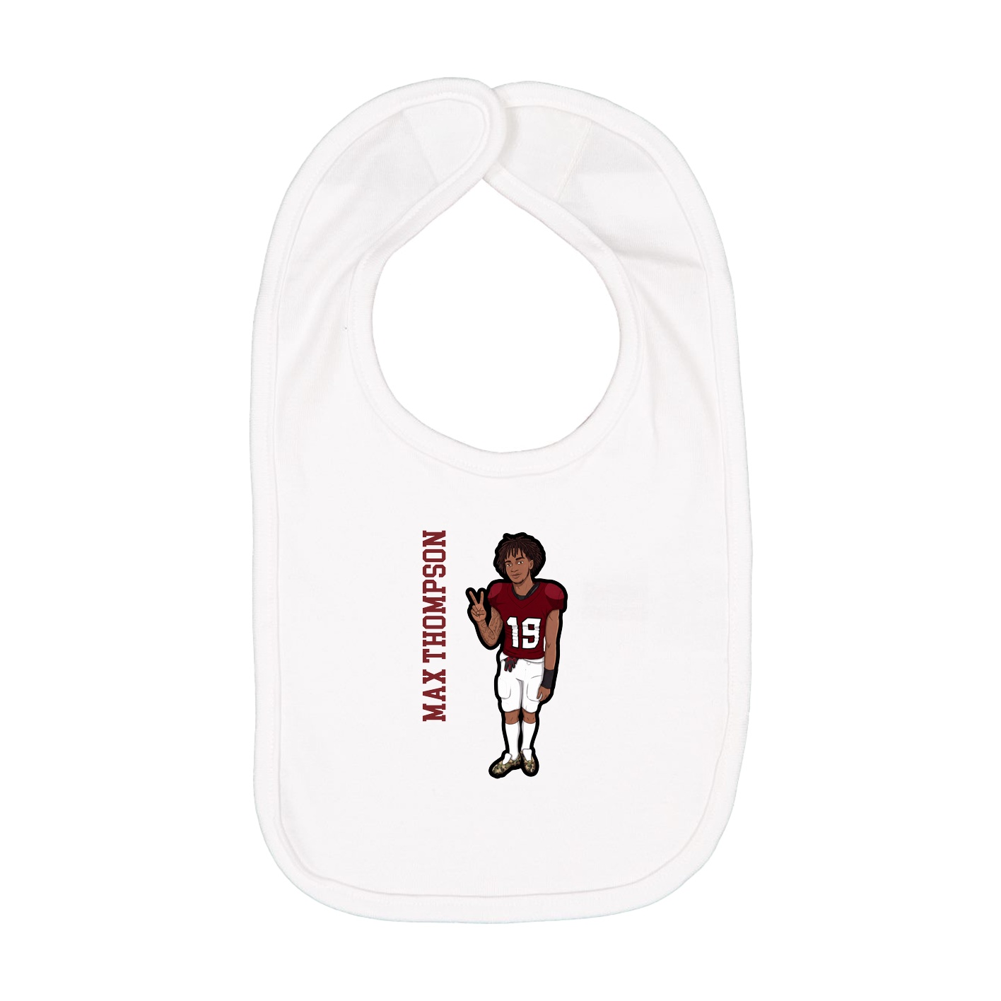 Infant Bib — Name Vertical in White