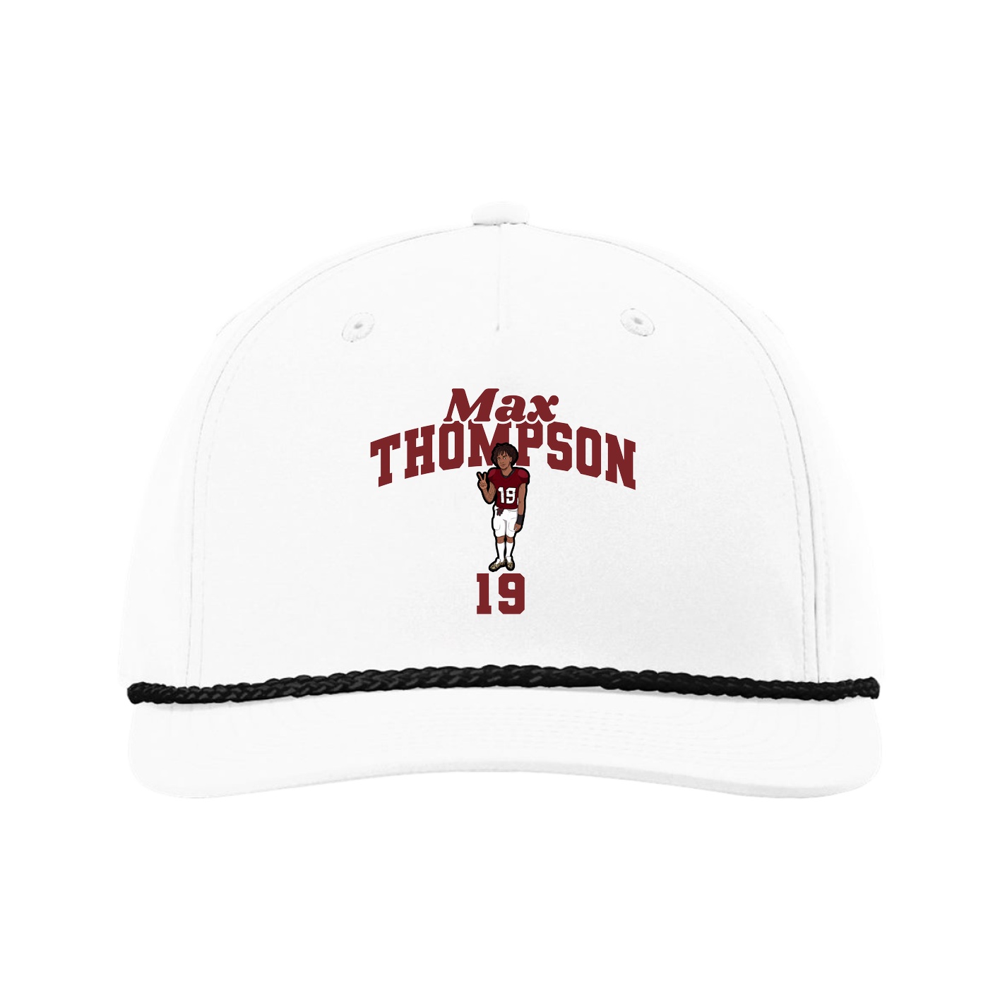 Five-Panel Classic Rope Cap — Signature Arch in White