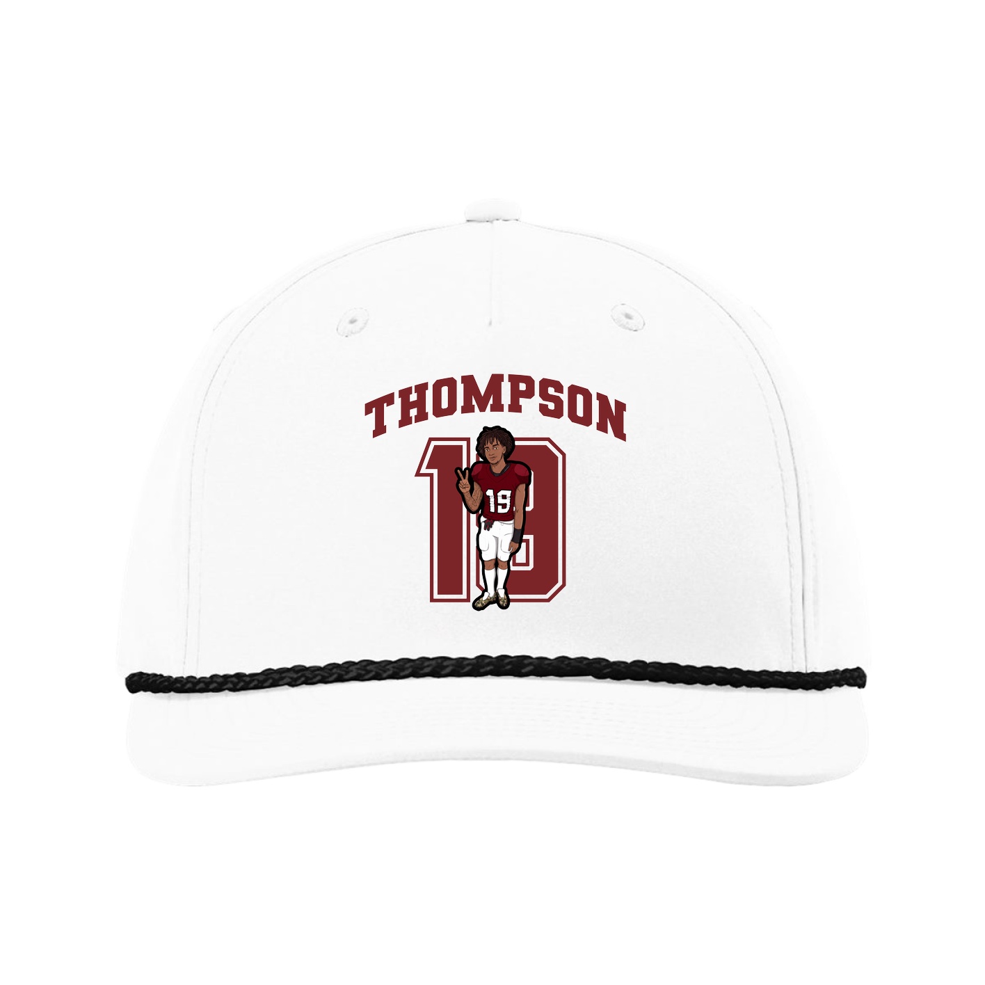 Five-Panel Classic Rope Cap — Number in White