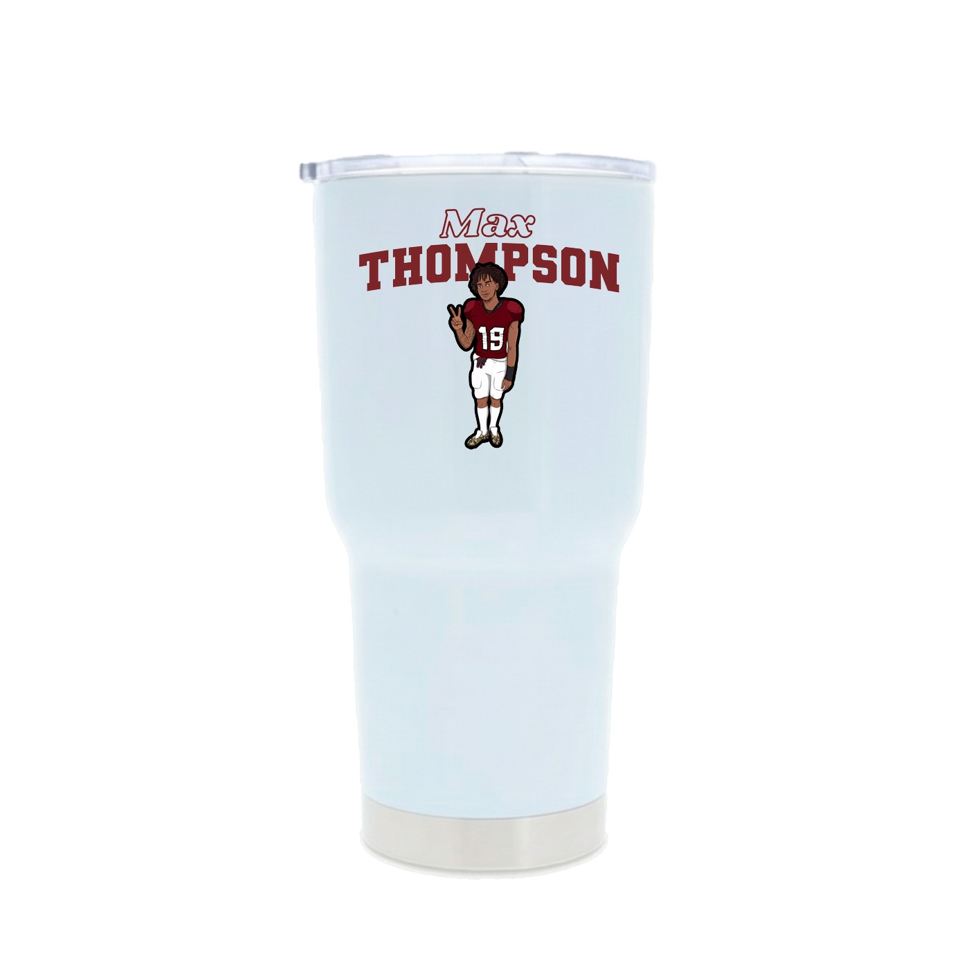 30oz Stainless Steel Tumbler — Name Arch in White