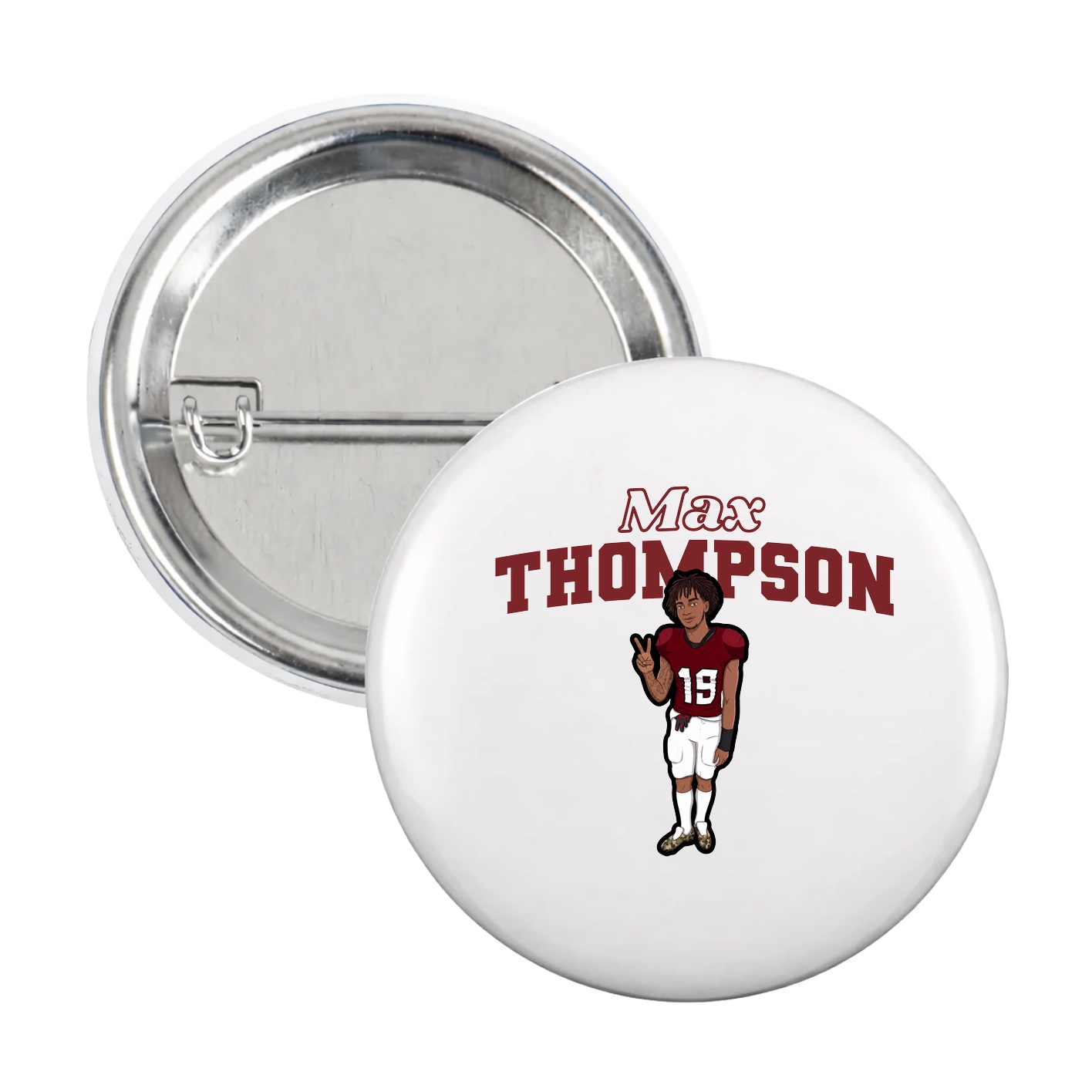 Game Day Button — Name Arch in White