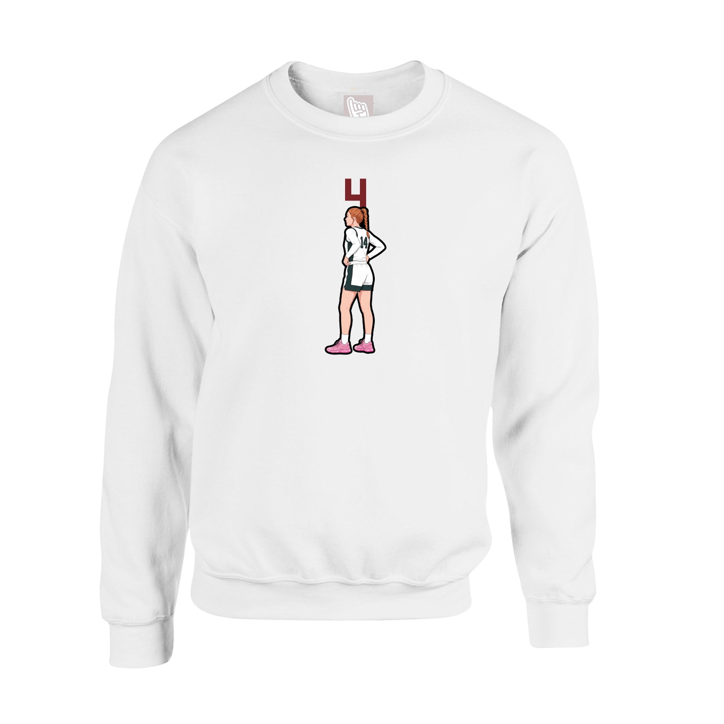 Fleece Crew — Number Top in White