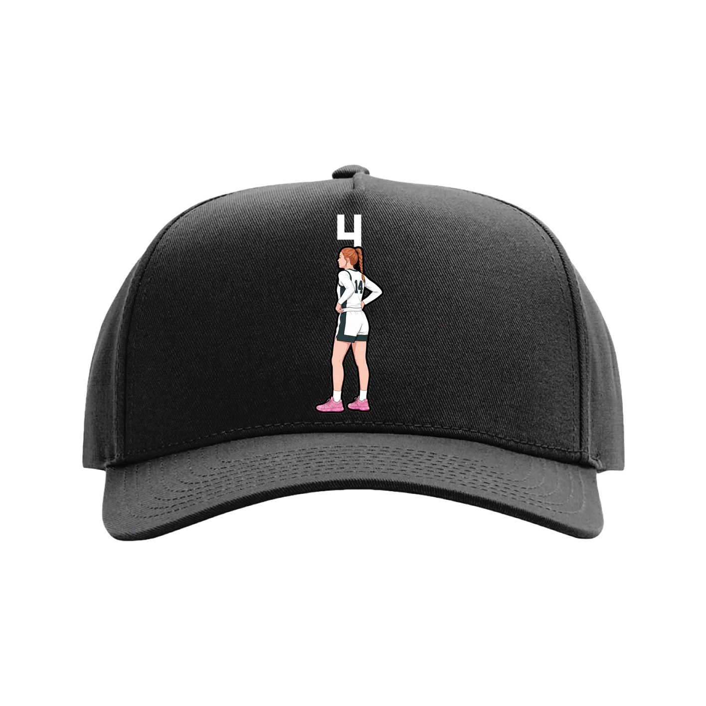 Full Fabric Five-Panel Champ Cap — Number Top in Black