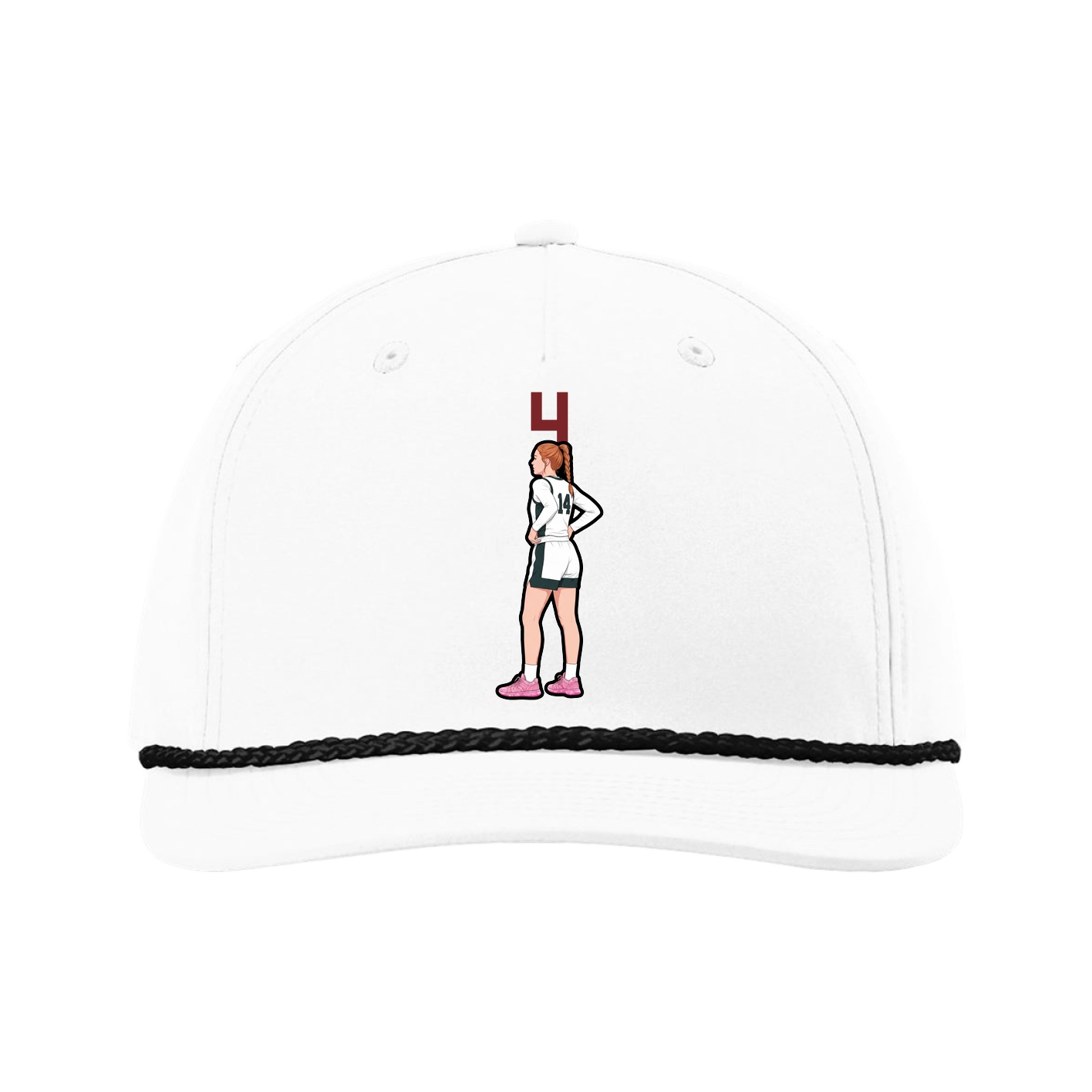 Five-Panel Classic Rope Cap — Number Top in White