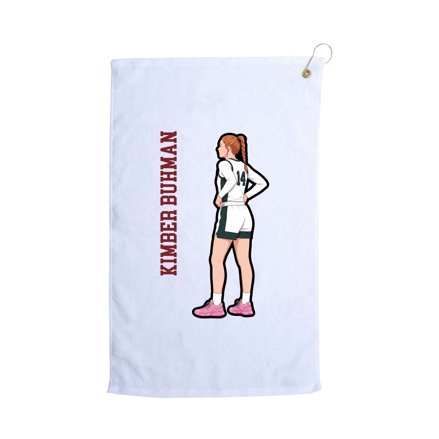 Golf Towel — Name Vertical in White