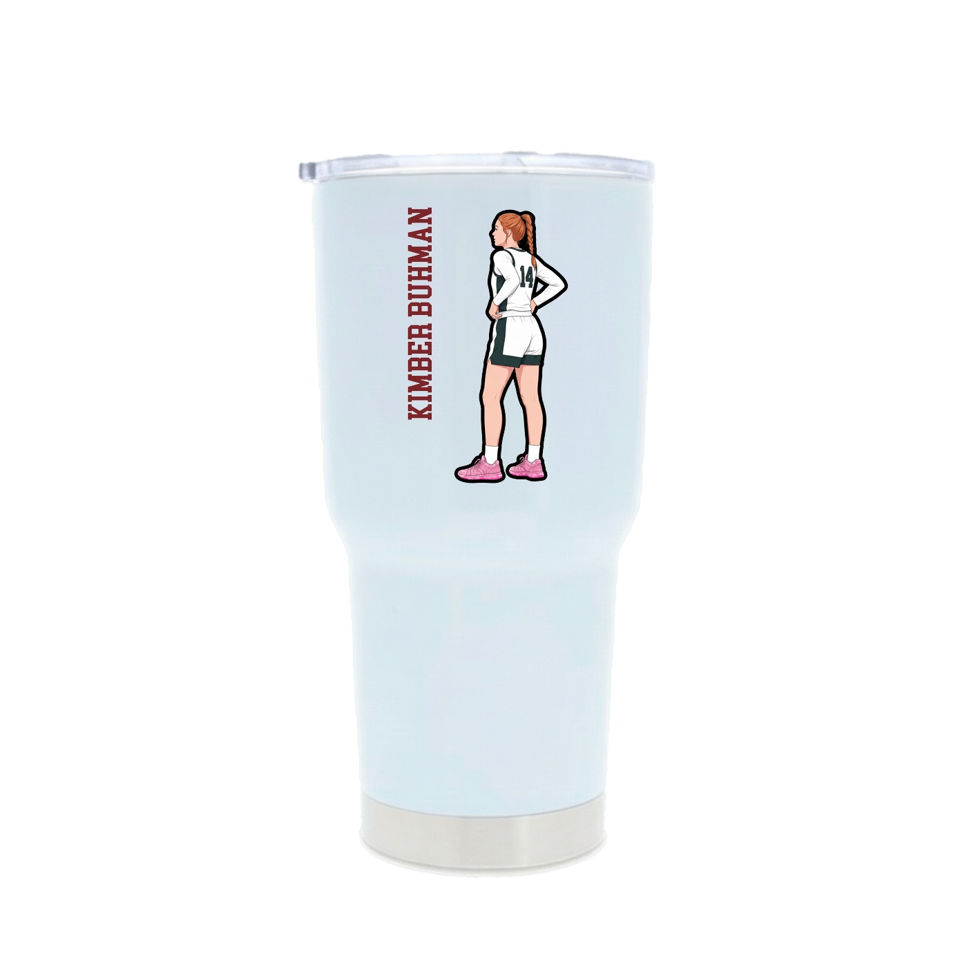 30oz Stainless Steel Tumbler — Name Vertical in White