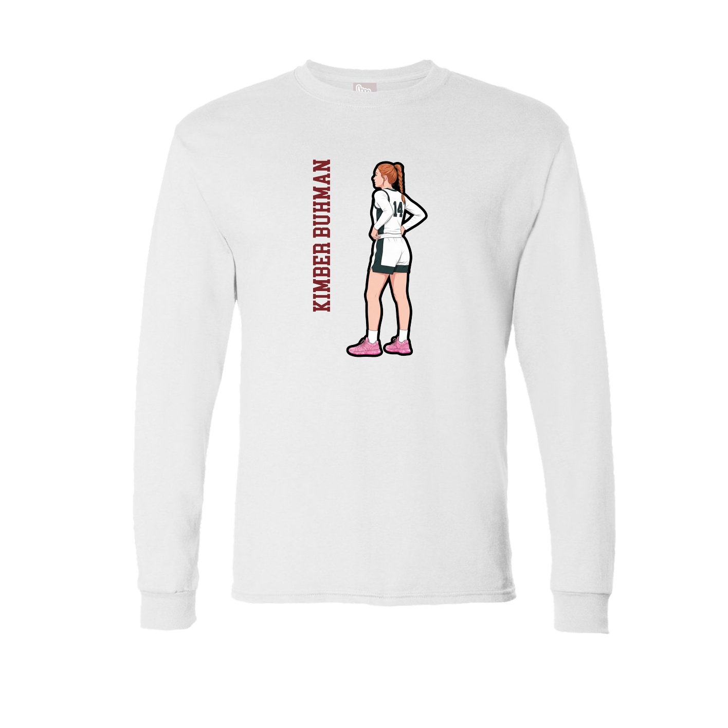 Long Sleeve Tee — Name Vertical in White