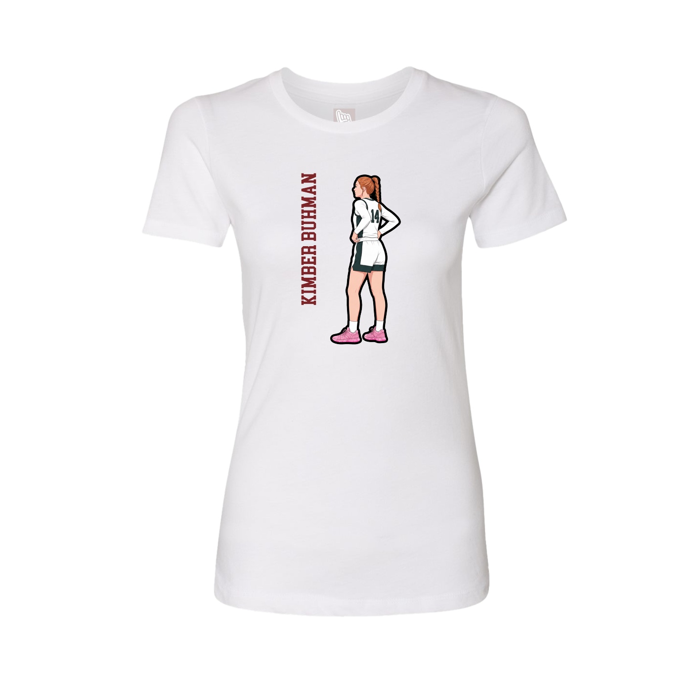 Fitted Women's Tee — Name Vertical in White