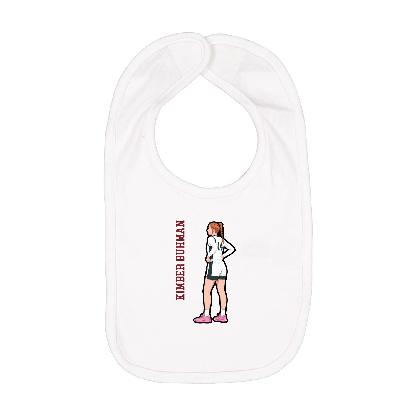 Infant Bib — Name Vertical in White