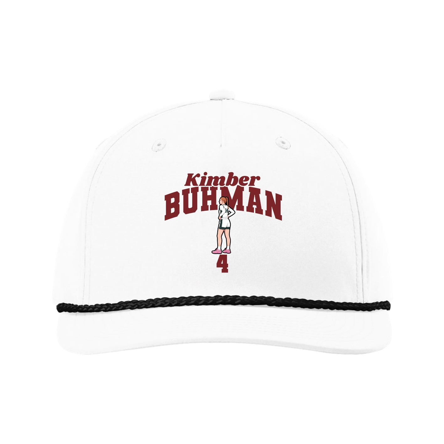 Five-Panel Classic Rope Cap — Signature Arch in White