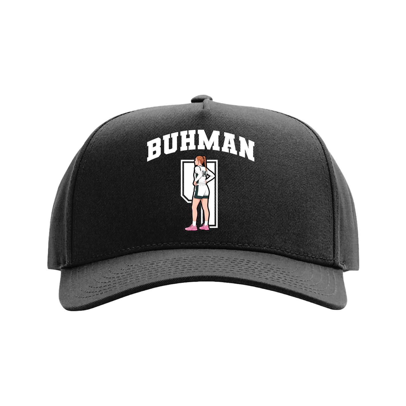 Full Fabric Five-Panel Champ Cap — Number in Black