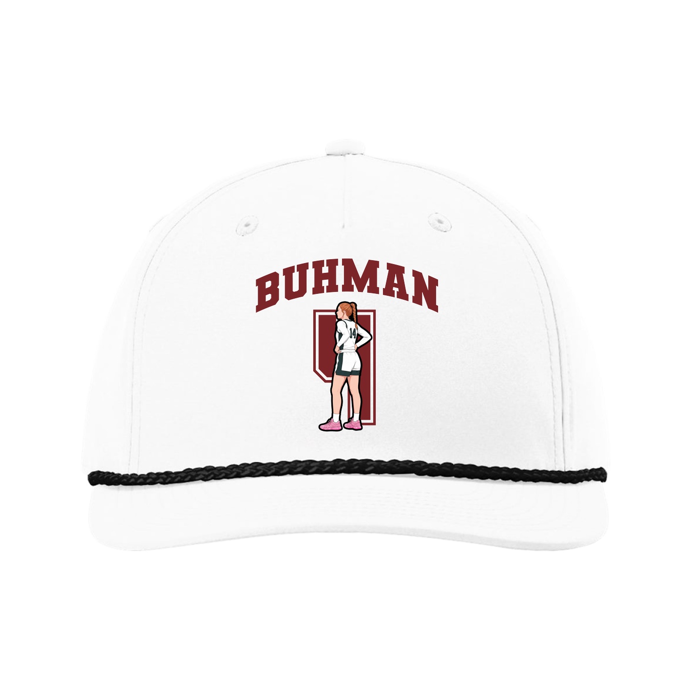 Five-Panel Classic Rope Cap — Number in White