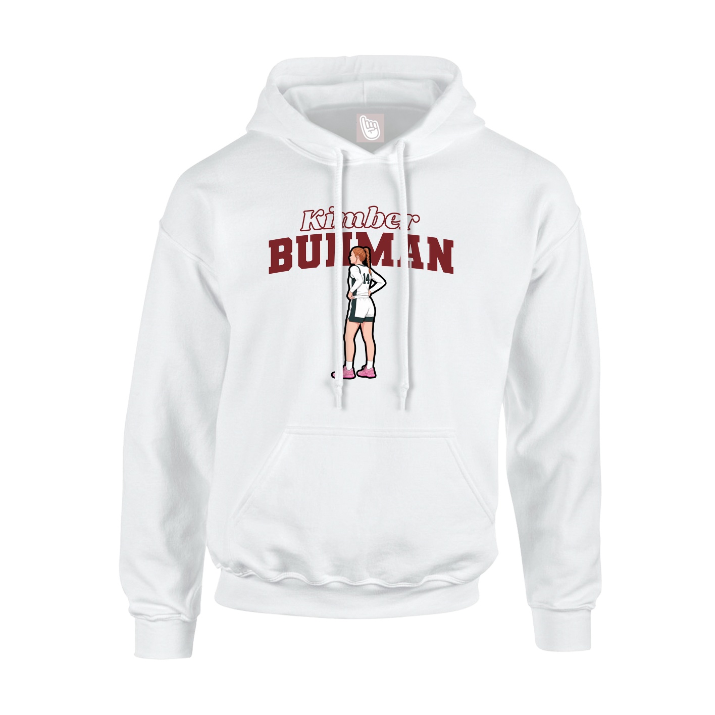 Youth Hoodie — Name Arch in White