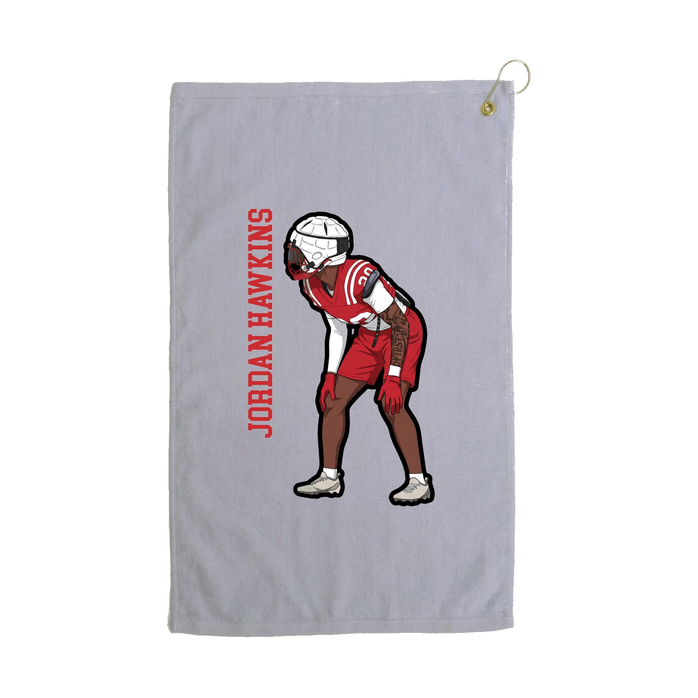 Golf Towel — Name Vertical in Grey