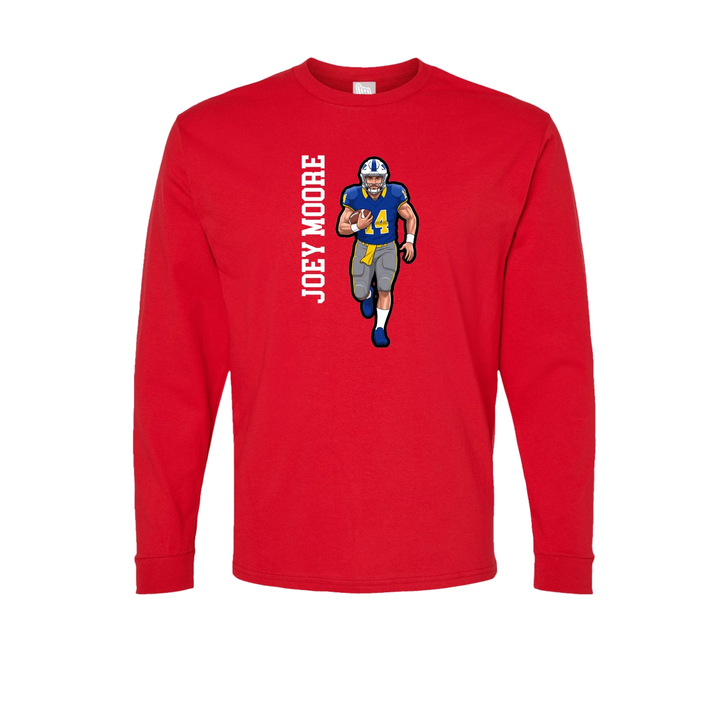 Long Sleeve Tee — Name Vertical in Red