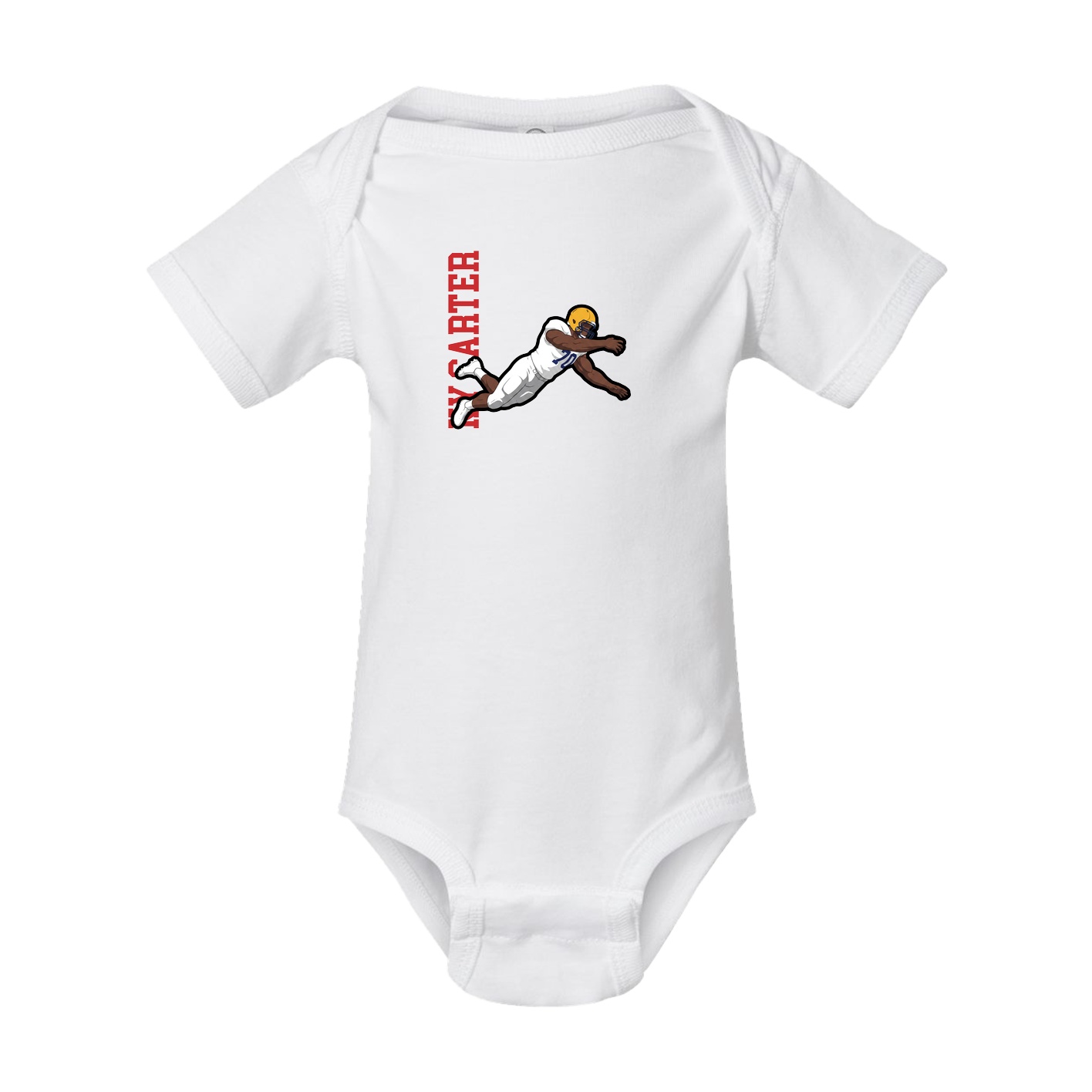 Baby Onesie — Name Vertical in White