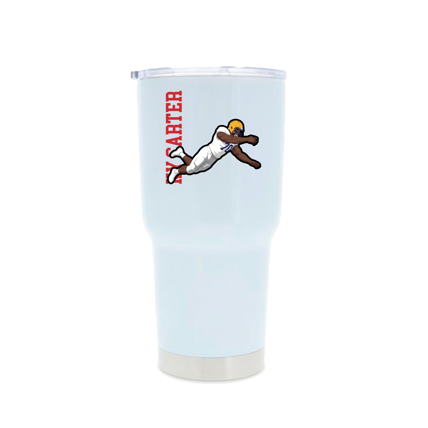 30oz Stainless Steel Tumbler — Name Vertical in White