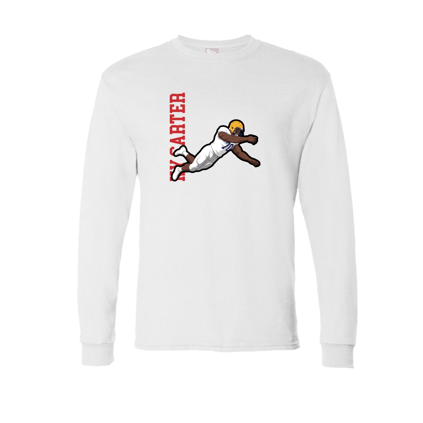 Long Sleeve Tee — Name Vertical in White