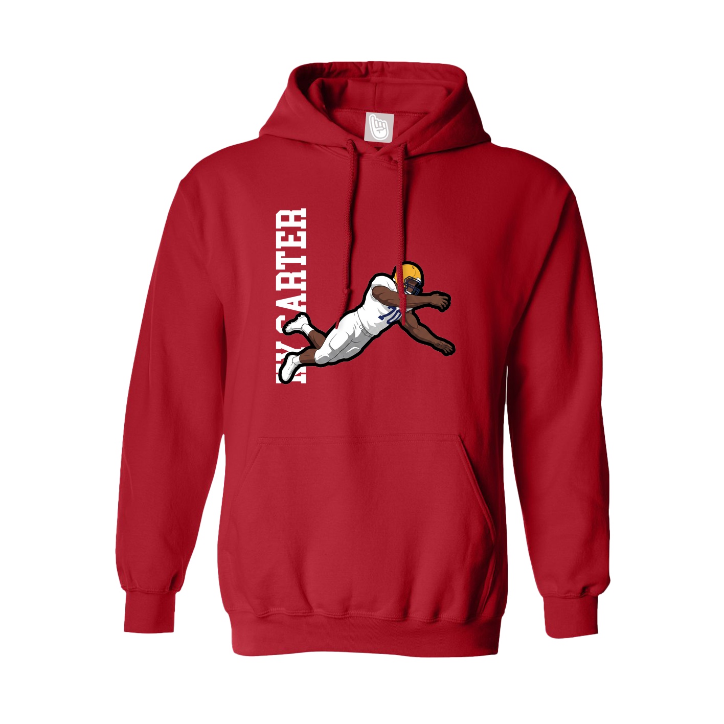 Youth Hoodie — Name Vertical in Red