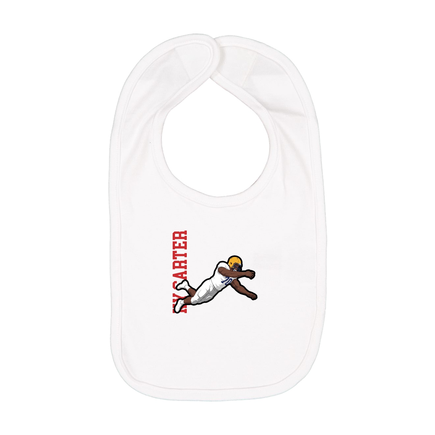 Infant Bib — Name Vertical in White