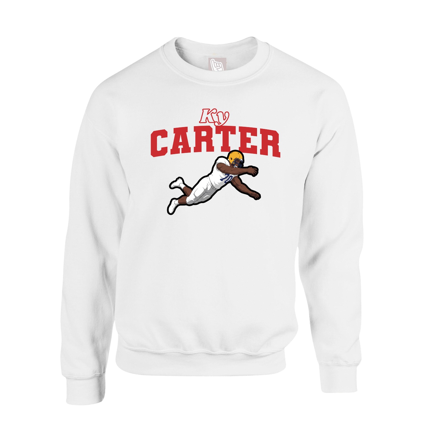 Fleece Crew — Name Arch in White