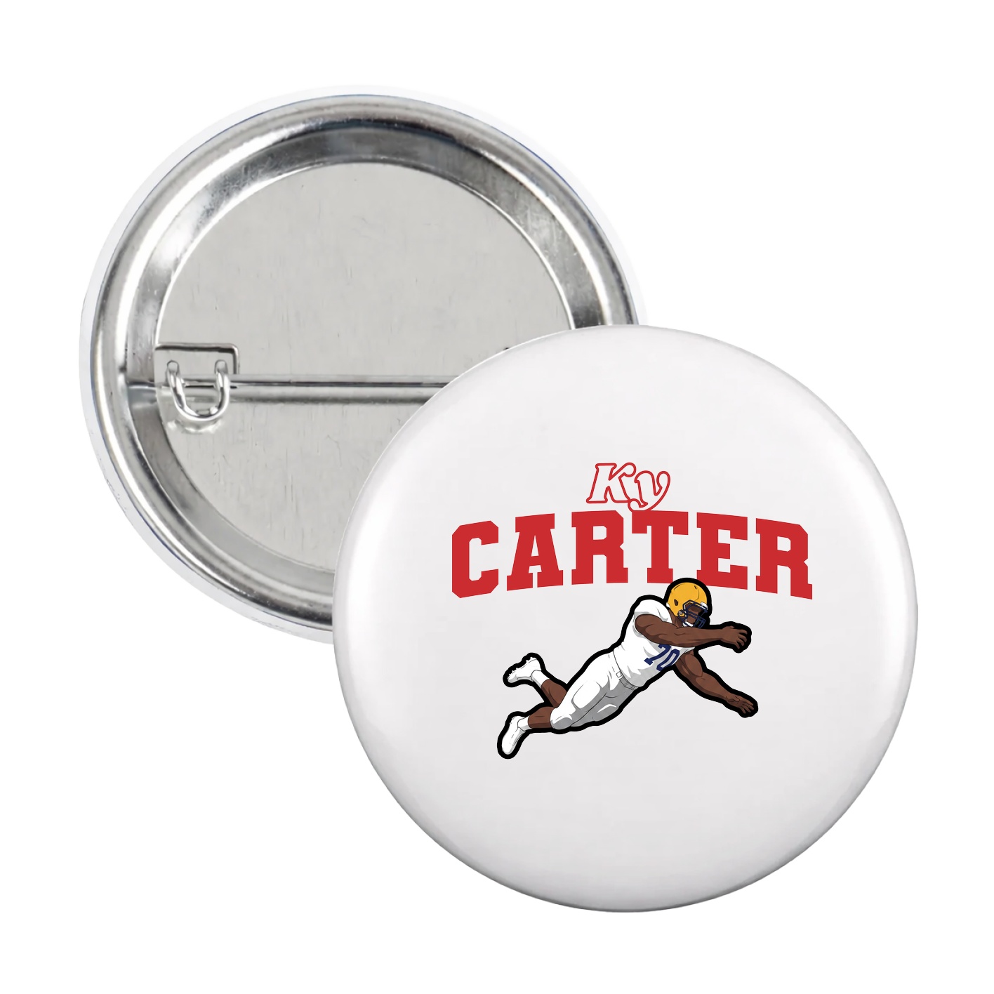 Game Day Button — Name Arch in White