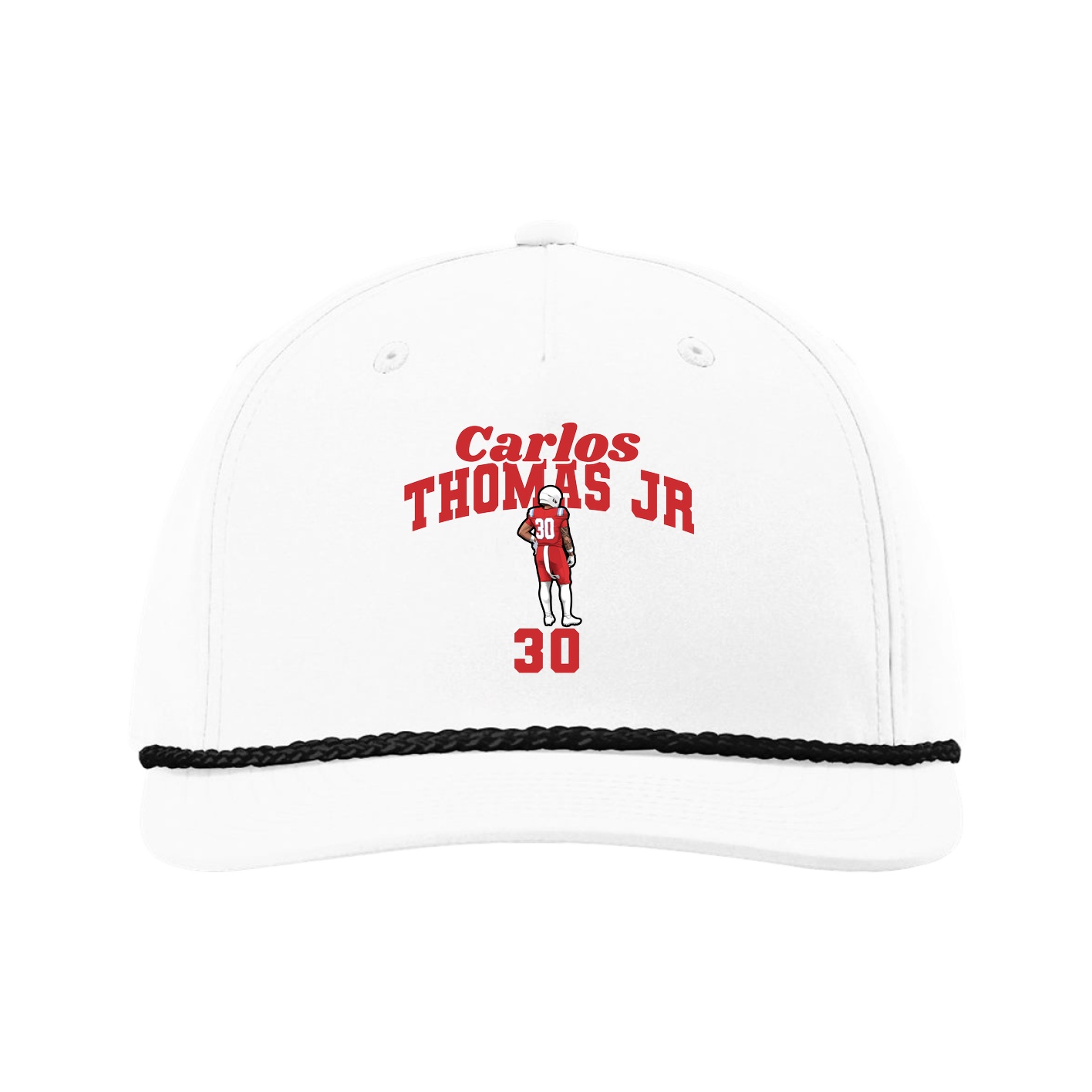 Five-Panel Classic Rope Cap — Signature Arch in White