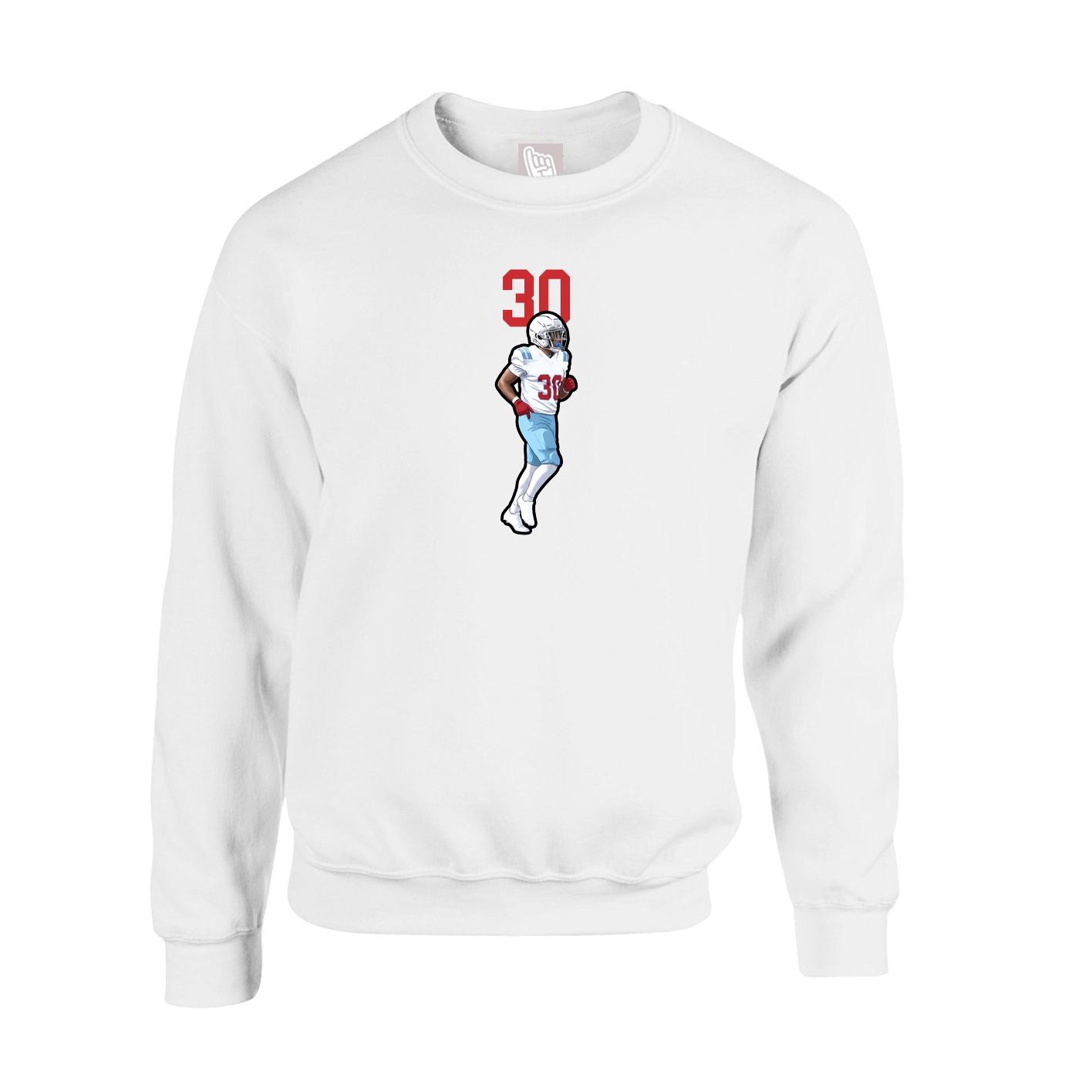 Fleece Crew — Number Top in White