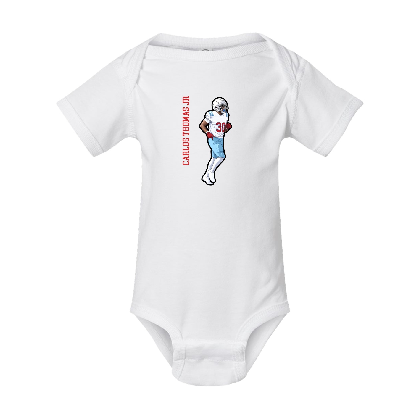 Baby Onesie — Name Vertical in White