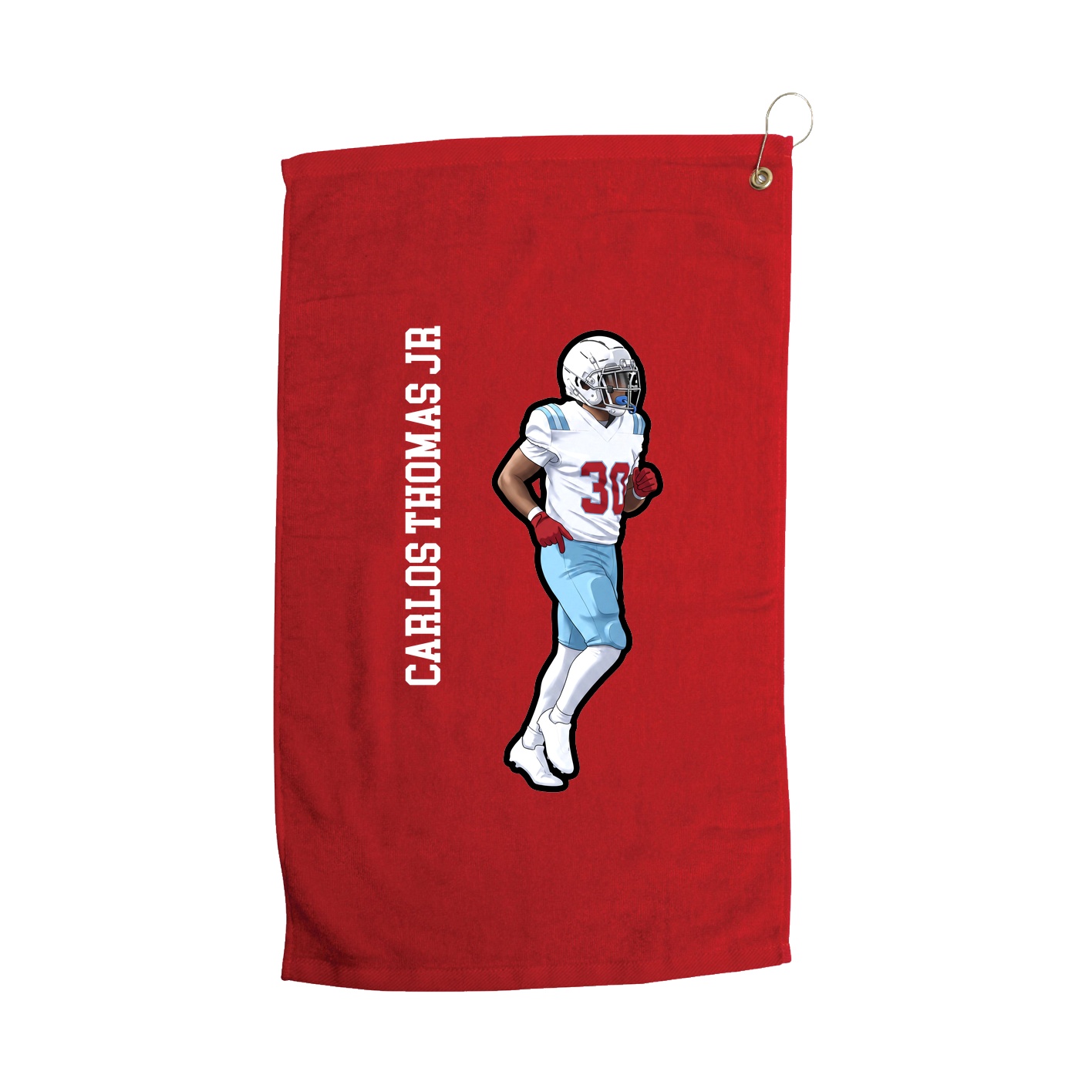 Golf Towel — Name Vertical in Red