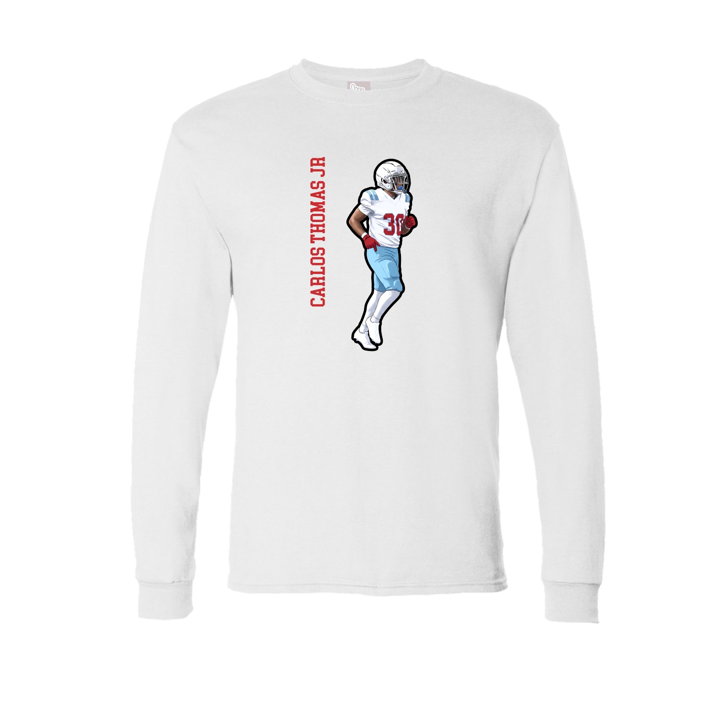 Long Sleeve Tee — Name Vertical in White