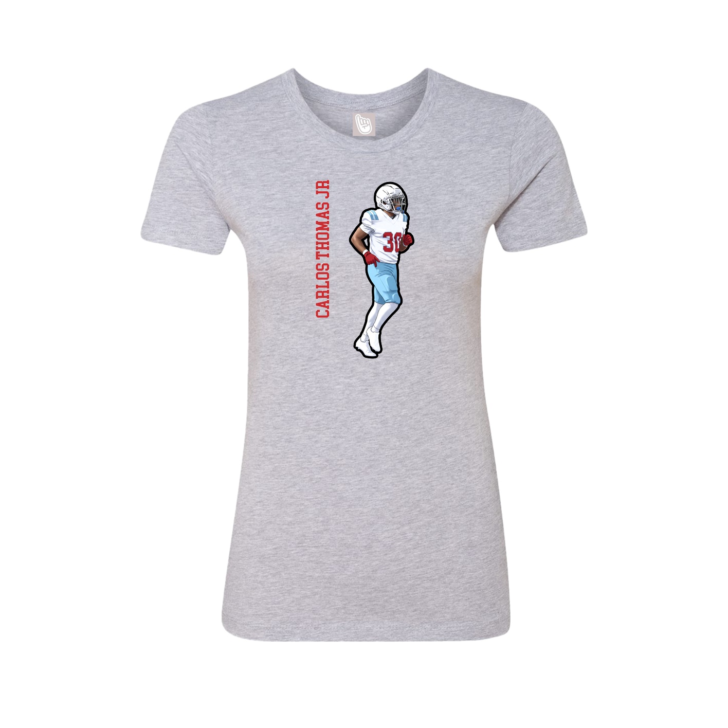 Fitted Women's Tee — Name Vertical in Grey