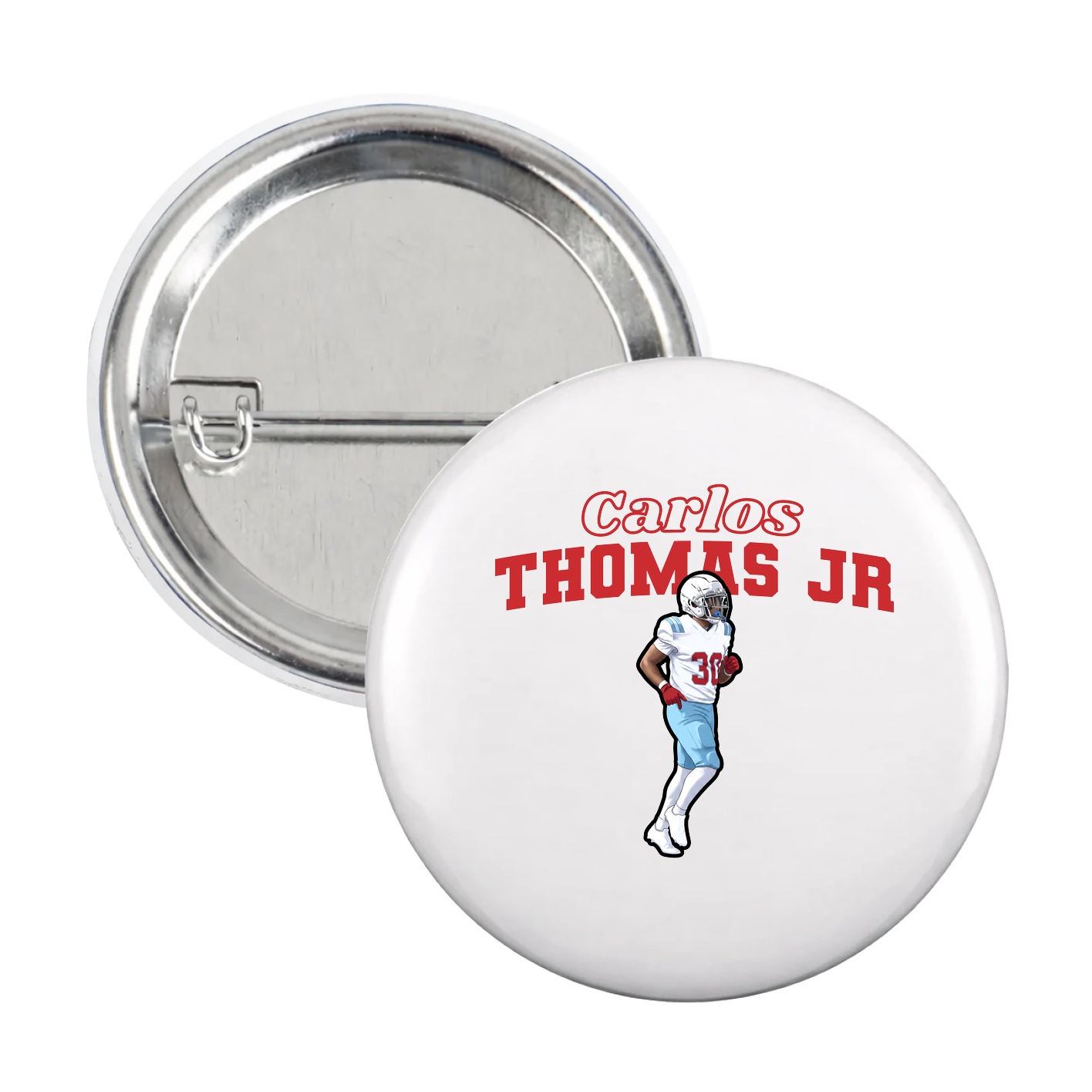 Game Day Button — Name Arch in White