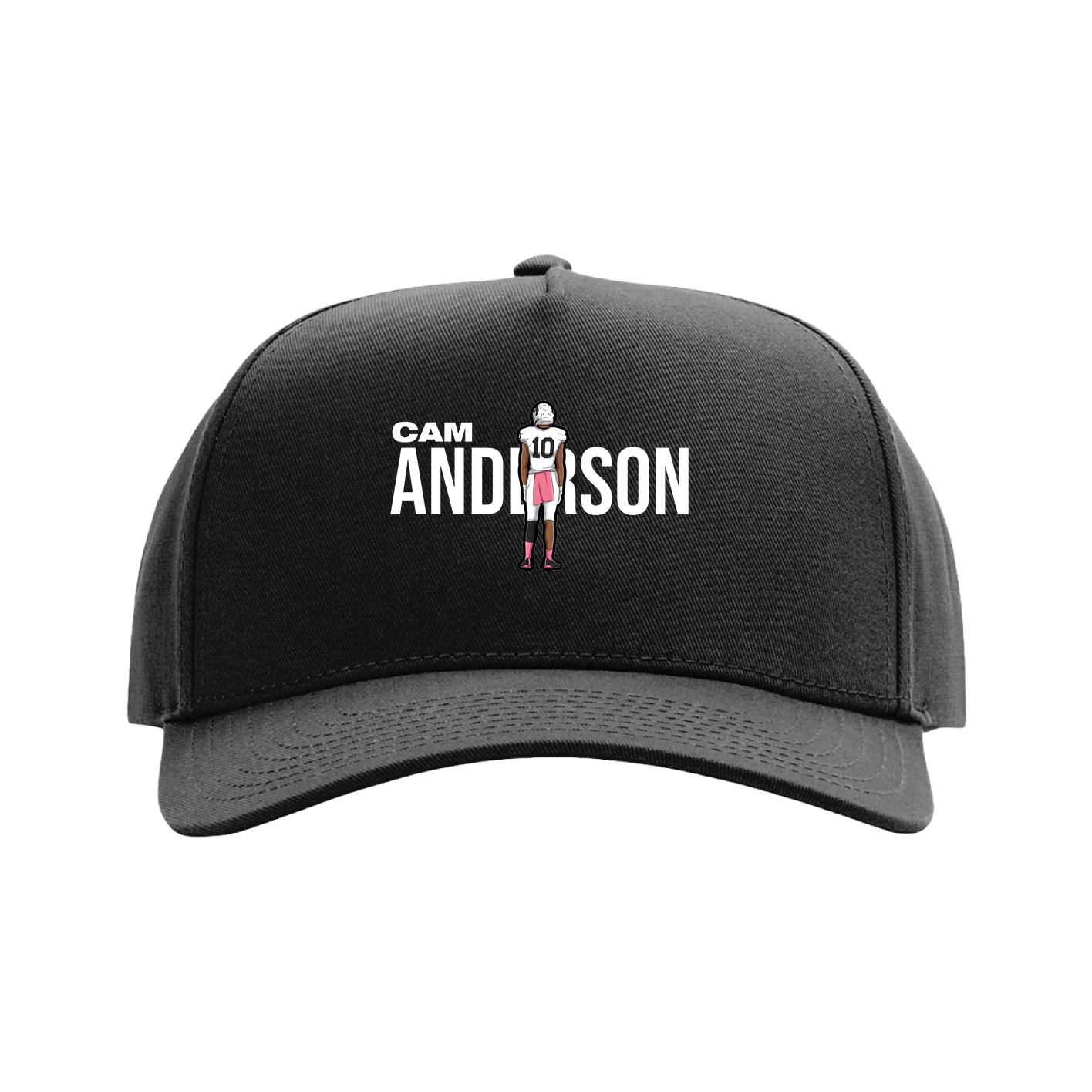 Full Fabric Five-Panel Champ Cap — Player Name in Black