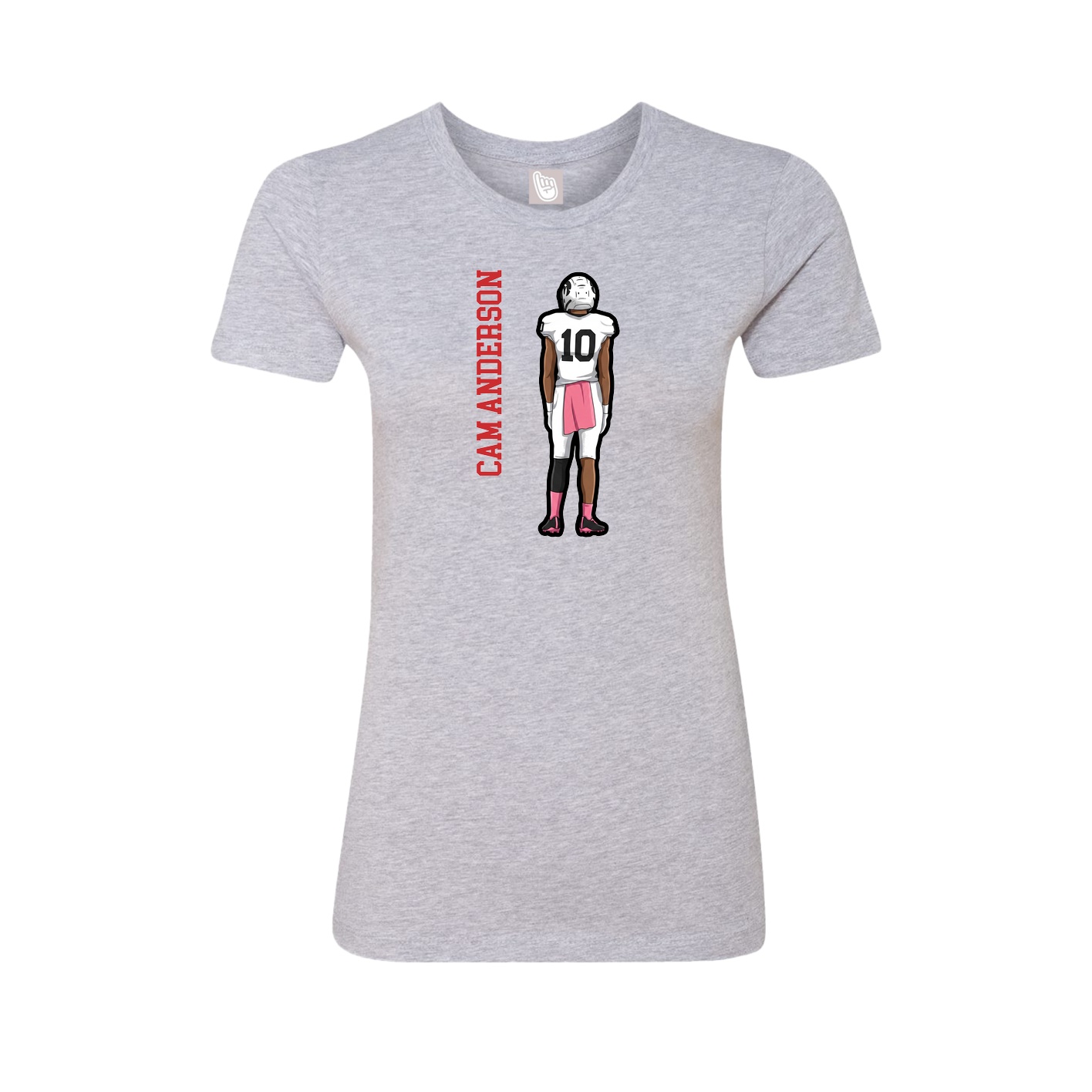 Fitted Women's Tee — Name Vertical in Grey