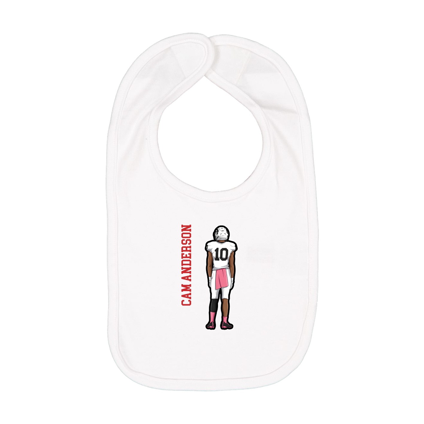 Infant Bib — Name Vertical in White