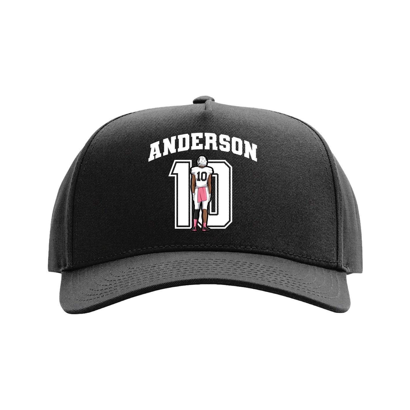 Full Fabric Five-Panel Champ Cap — Number in Black