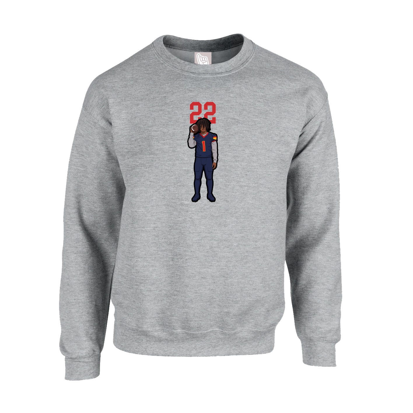 Fleece Crew — Number Top in Grey