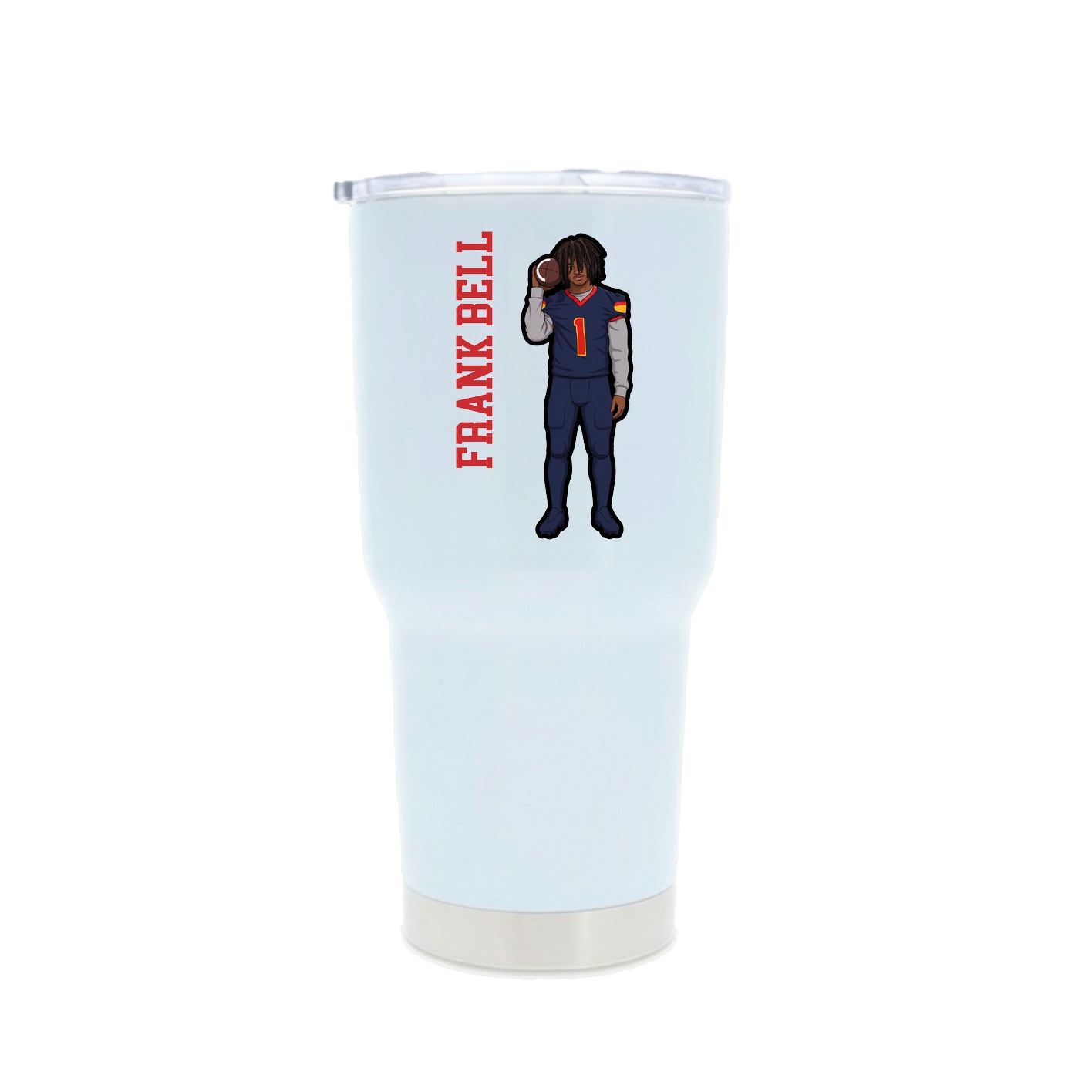 30oz Stainless Steel Tumbler — Name Vertical in White