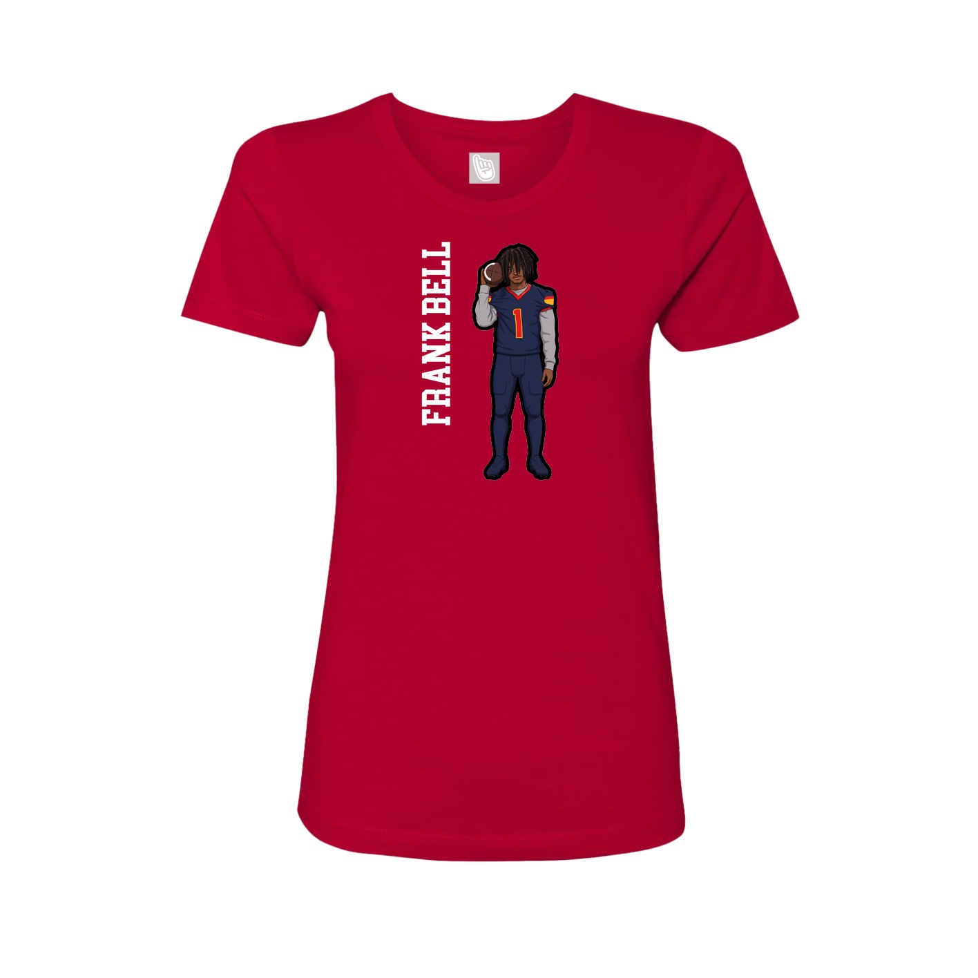 Fitted Women's Tee — Name Vertical in Red