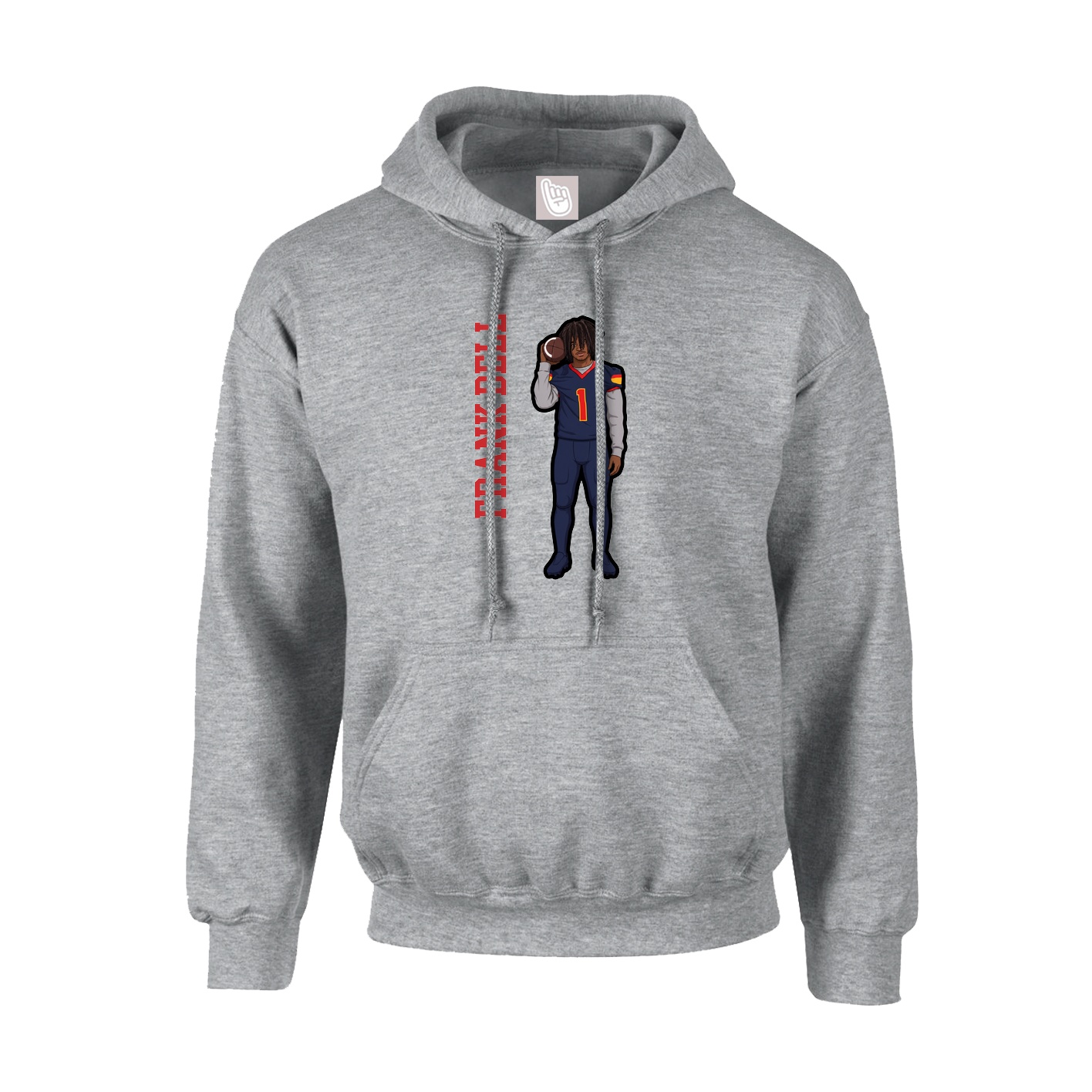 Hoodie — Name Vertical in Grey