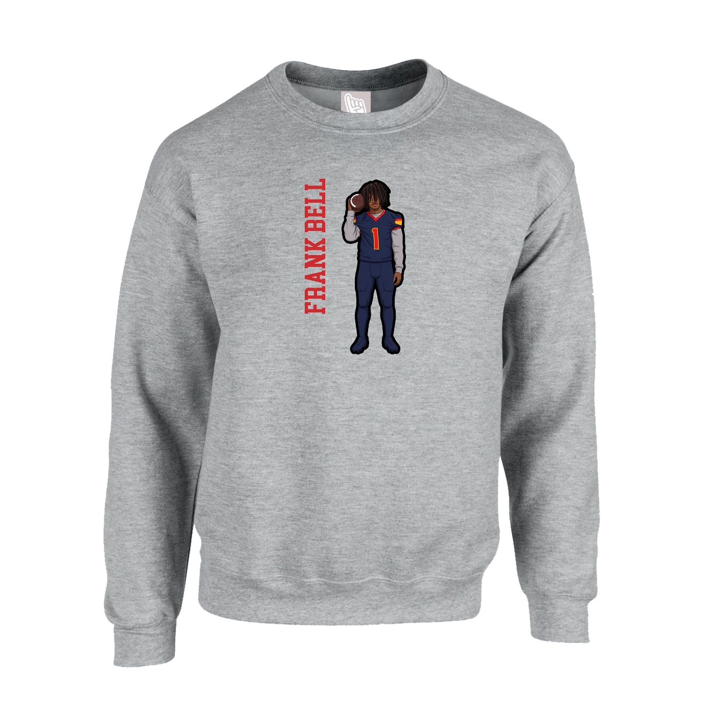 Fleece Crew — Name Vertical in Grey