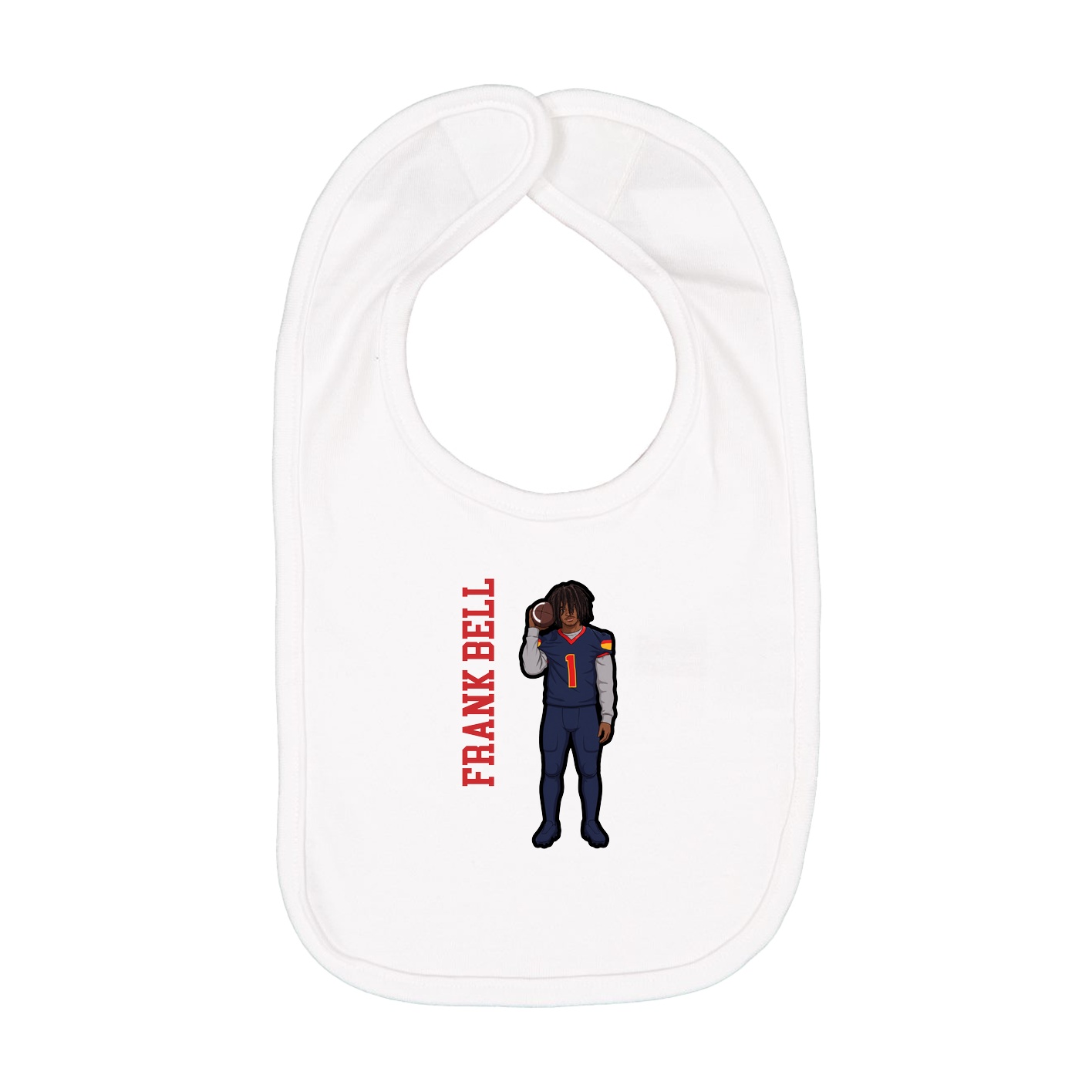 Infant Bib — Name Vertical in White