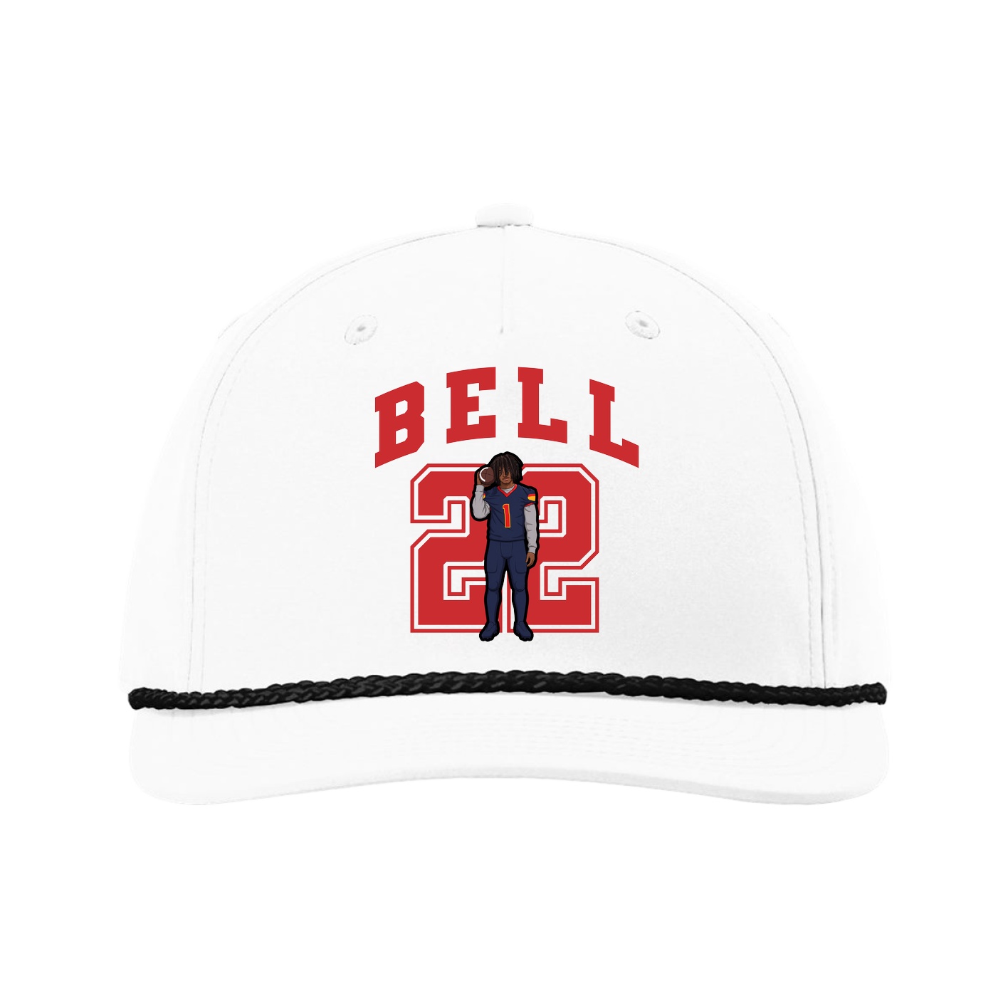 Five-Panel Classic Rope Cap — Number in White