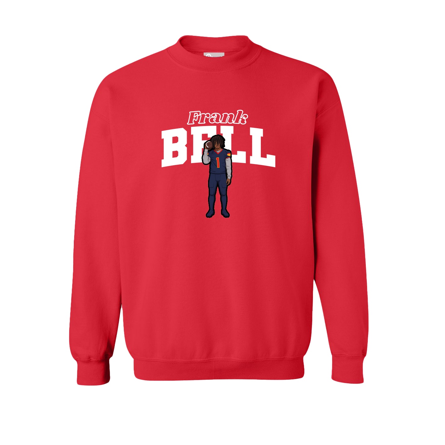 Fleece Crew — Name Arch in Red
