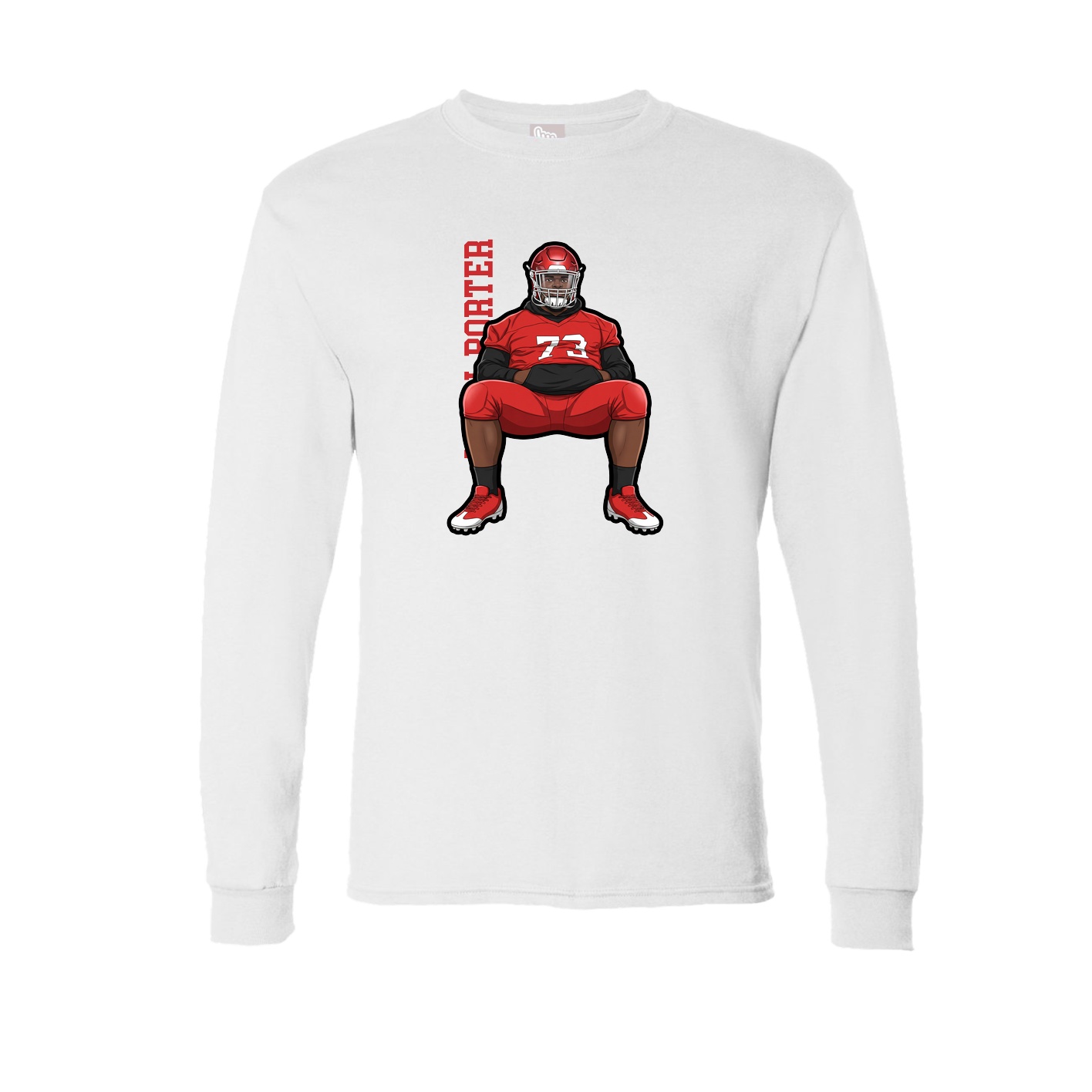 Long Sleeve Tee — Name Vertical in White