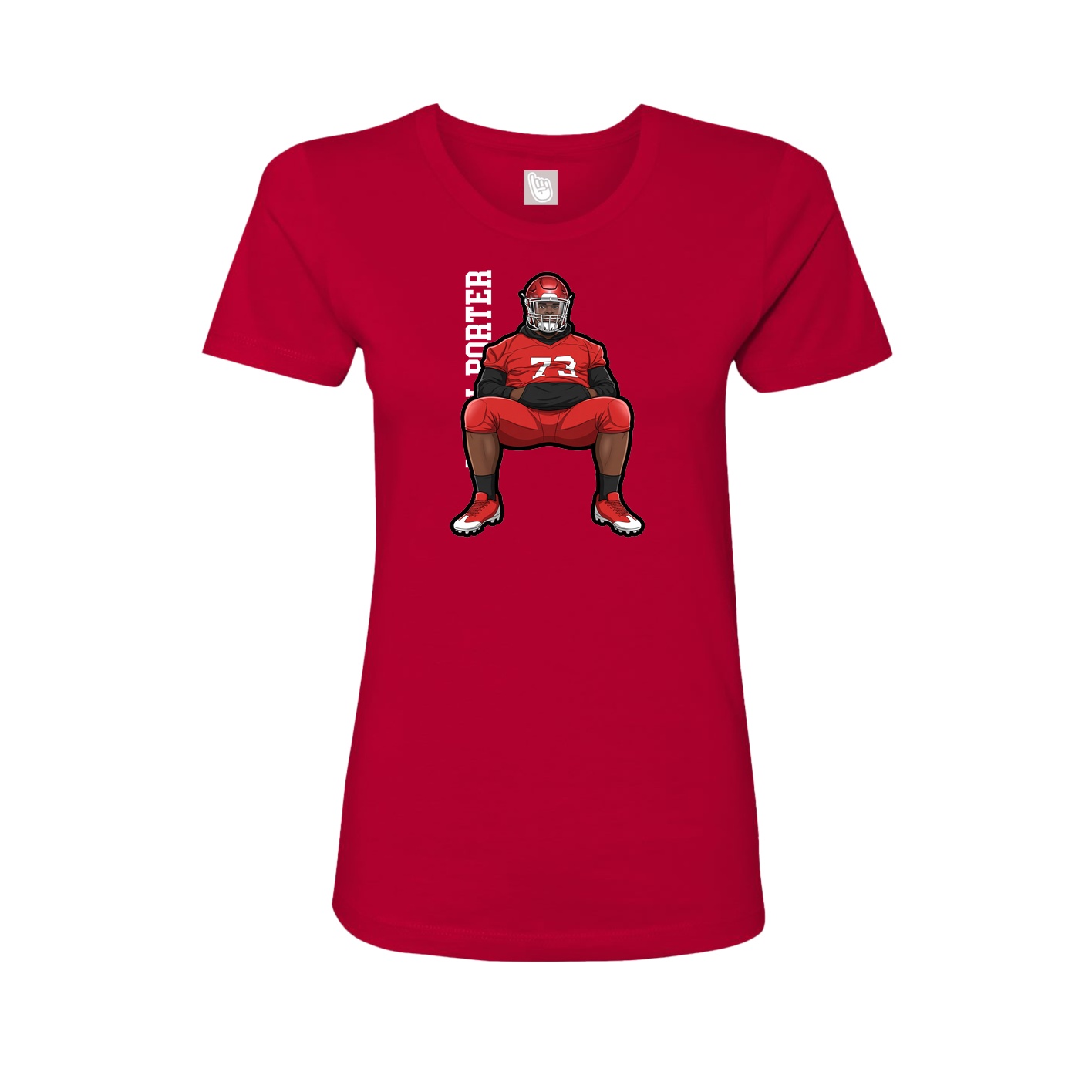 Fitted Women's Tee — Name Vertical in Red