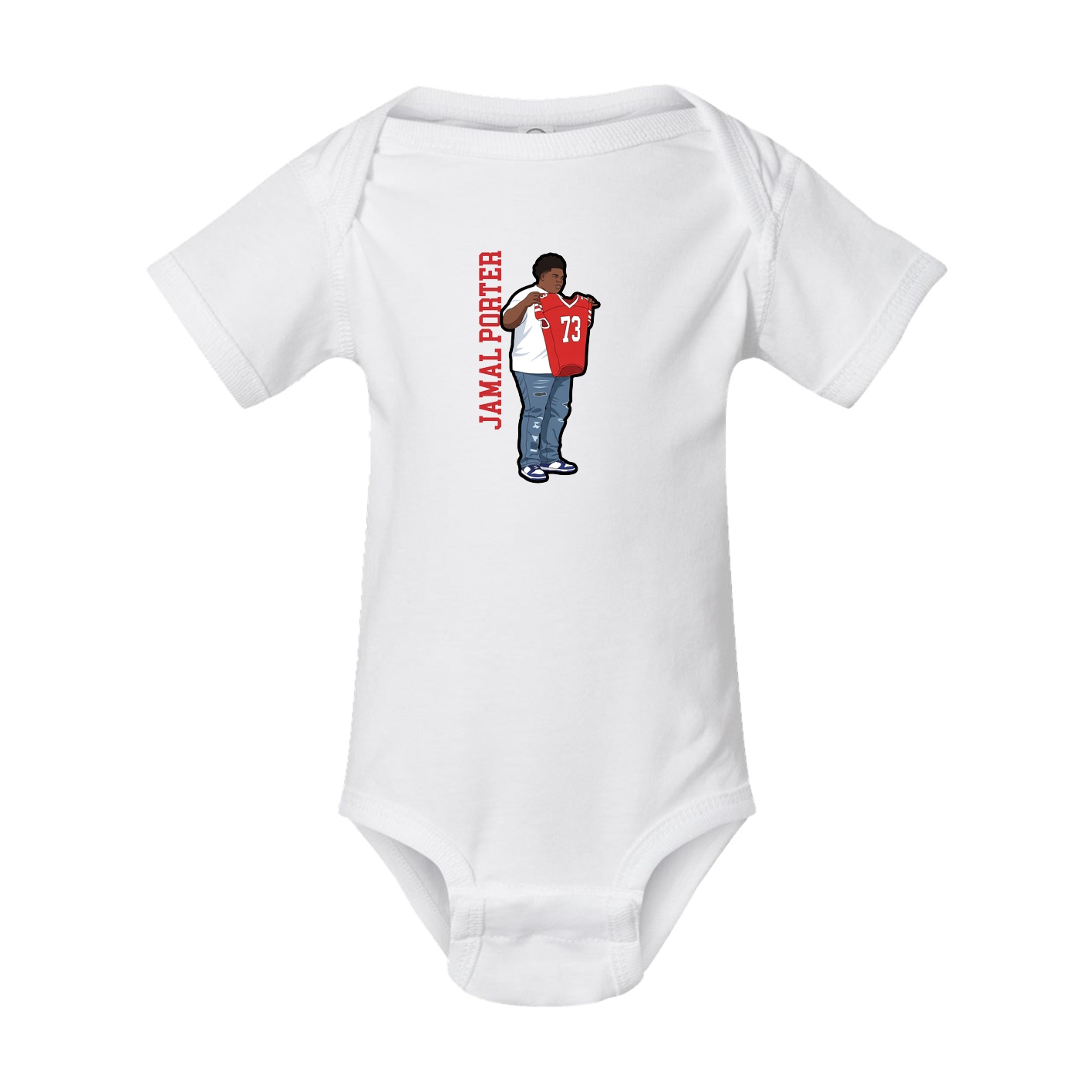 Baby Onesie — Name Vertical in White